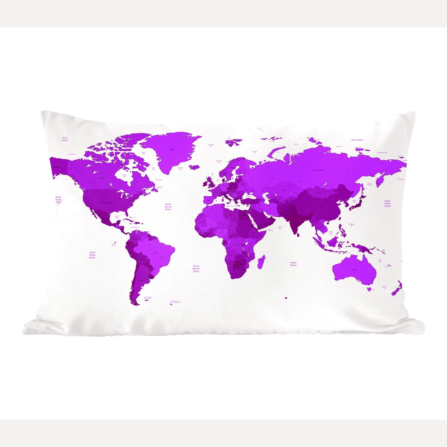 MuchoWow Dekokissen Weltkarte - Einfach - Violett, Wohzimmer Dekoration, Zierkissen, Dekokissen mit Füllung, Schlafzimmer