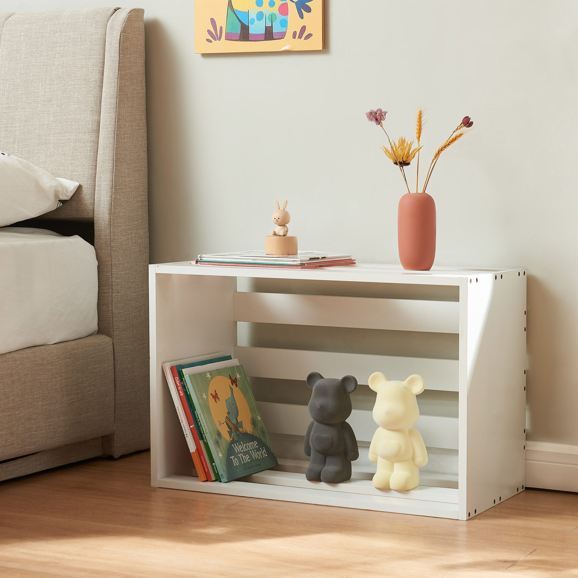 en.casa Beistelltisch, »Rønde« Nachttisch 43x64x33cm Weiß