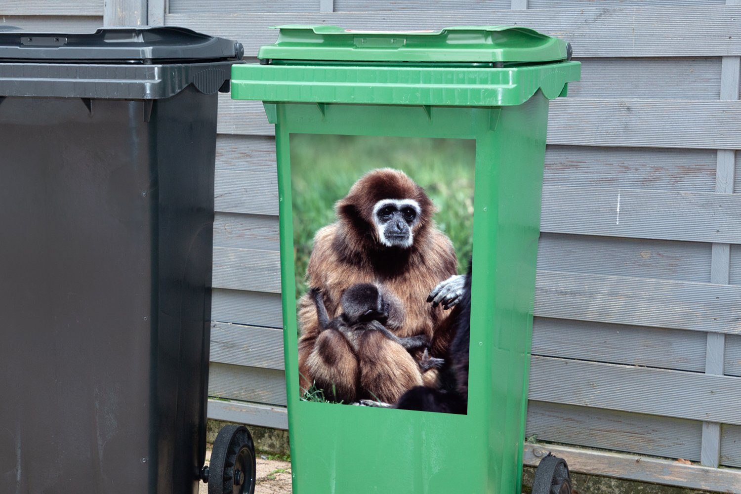 MuchoWow Wandsticker Affe - Abfalbehälter (1 Pflanzen - Container, Jung Mülleimer-aufkleber, Mülltonne, St), Sticker
