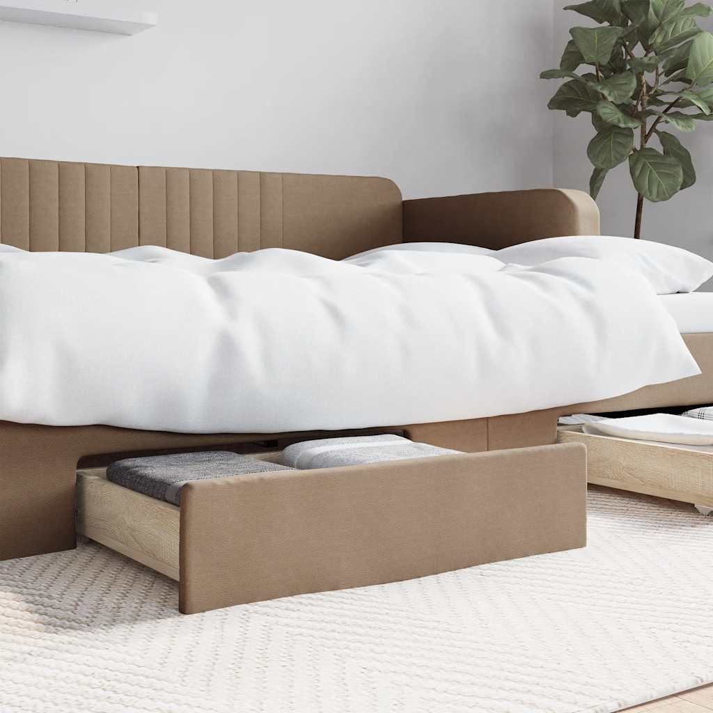 vidaXL Bettschubkasten Bettschubladen 2 Stk. Cappuccino Holzwerkstoff und Kunstleder