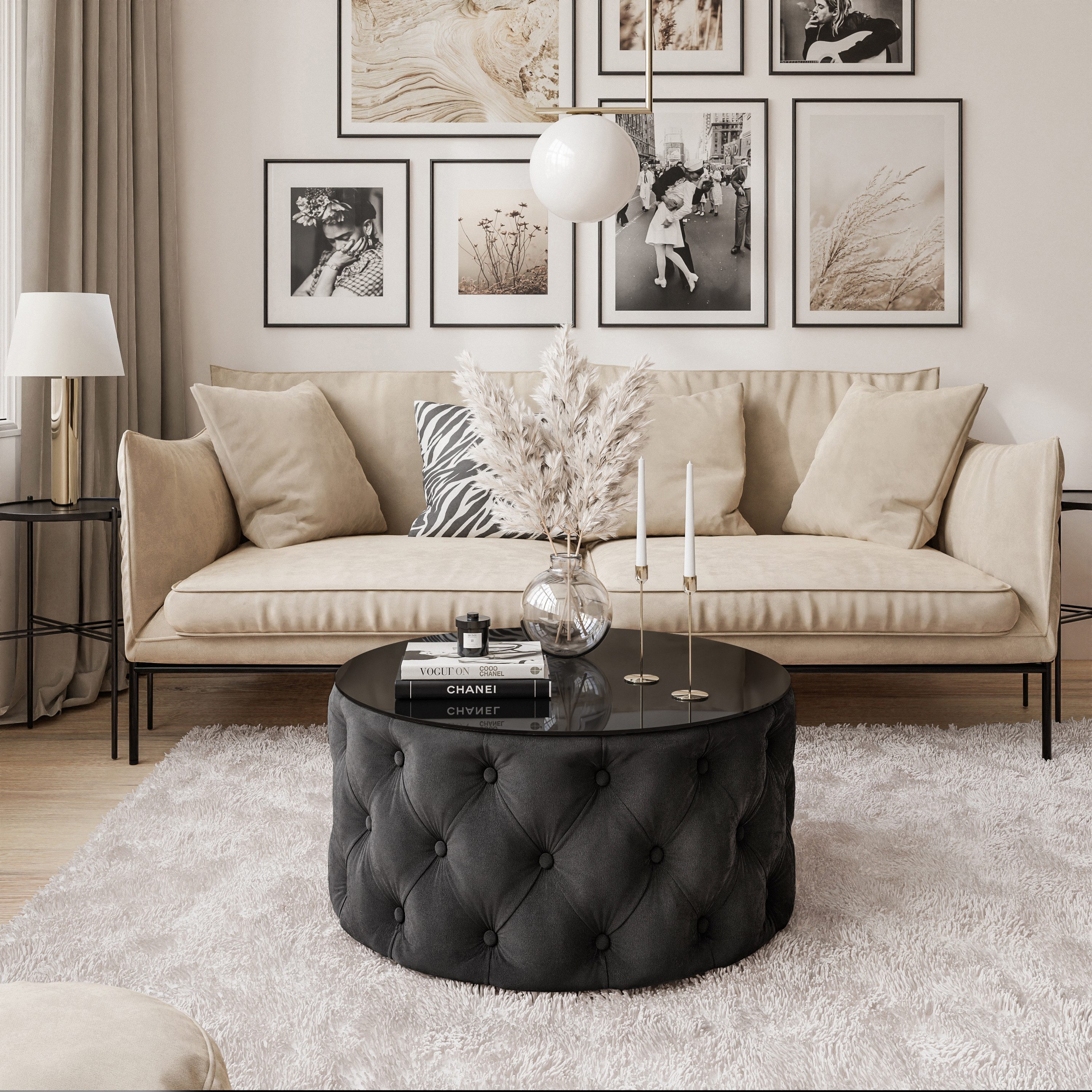 Lookway Couchtisch CHESTERFIELD 70 cm runder gepolsterter couchtisch günstig online kaufen