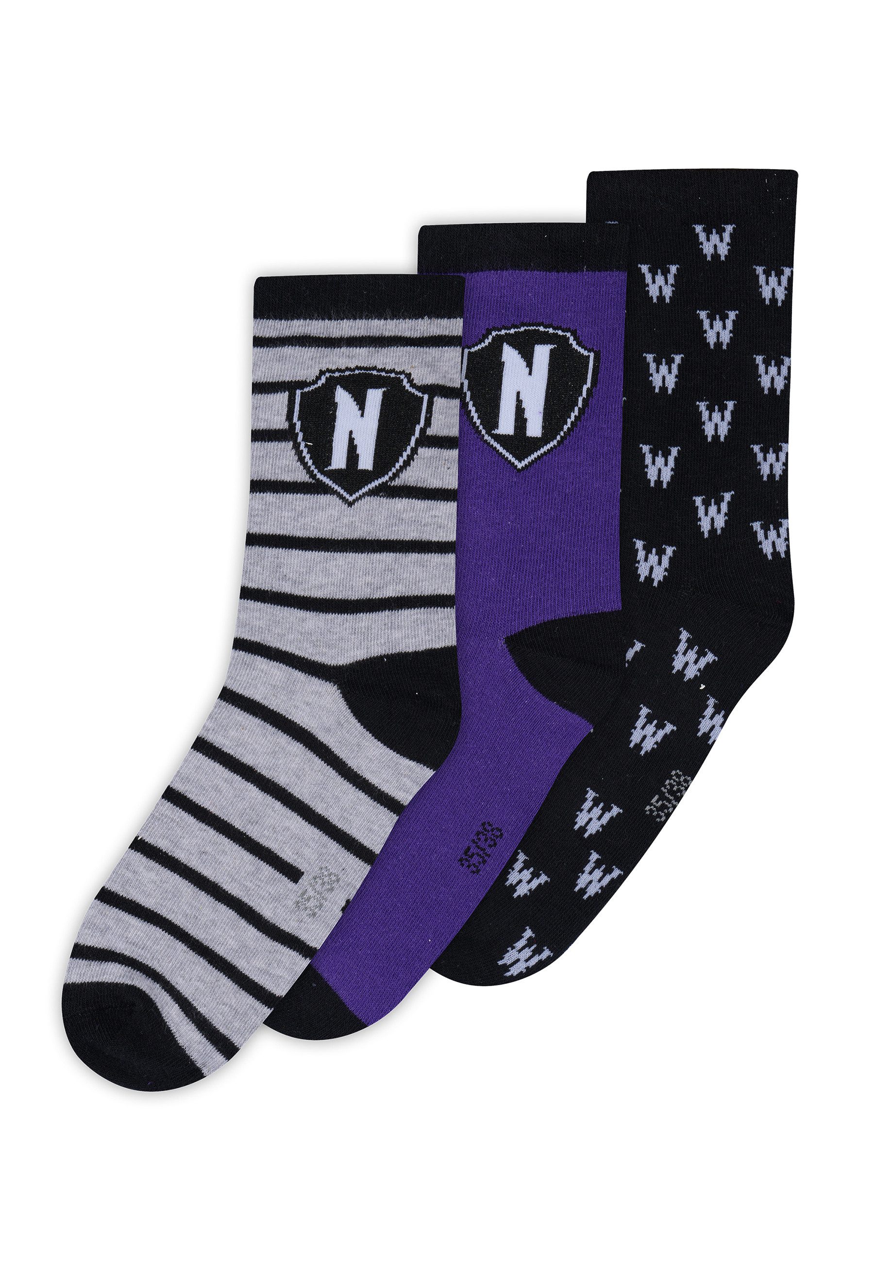 Socken Wednesday Damen Strümpfe Socken 3er Pack
