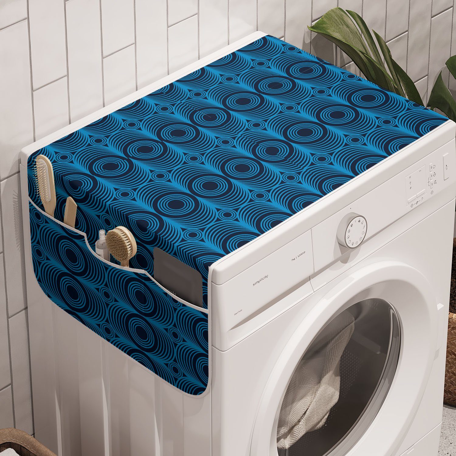 Abakuhaus Badorganizer Anti-Rutsch-Stoffabdeckung für Waschmaschine und Trockner, Geometrisch Konzentrische Kreise Kunst