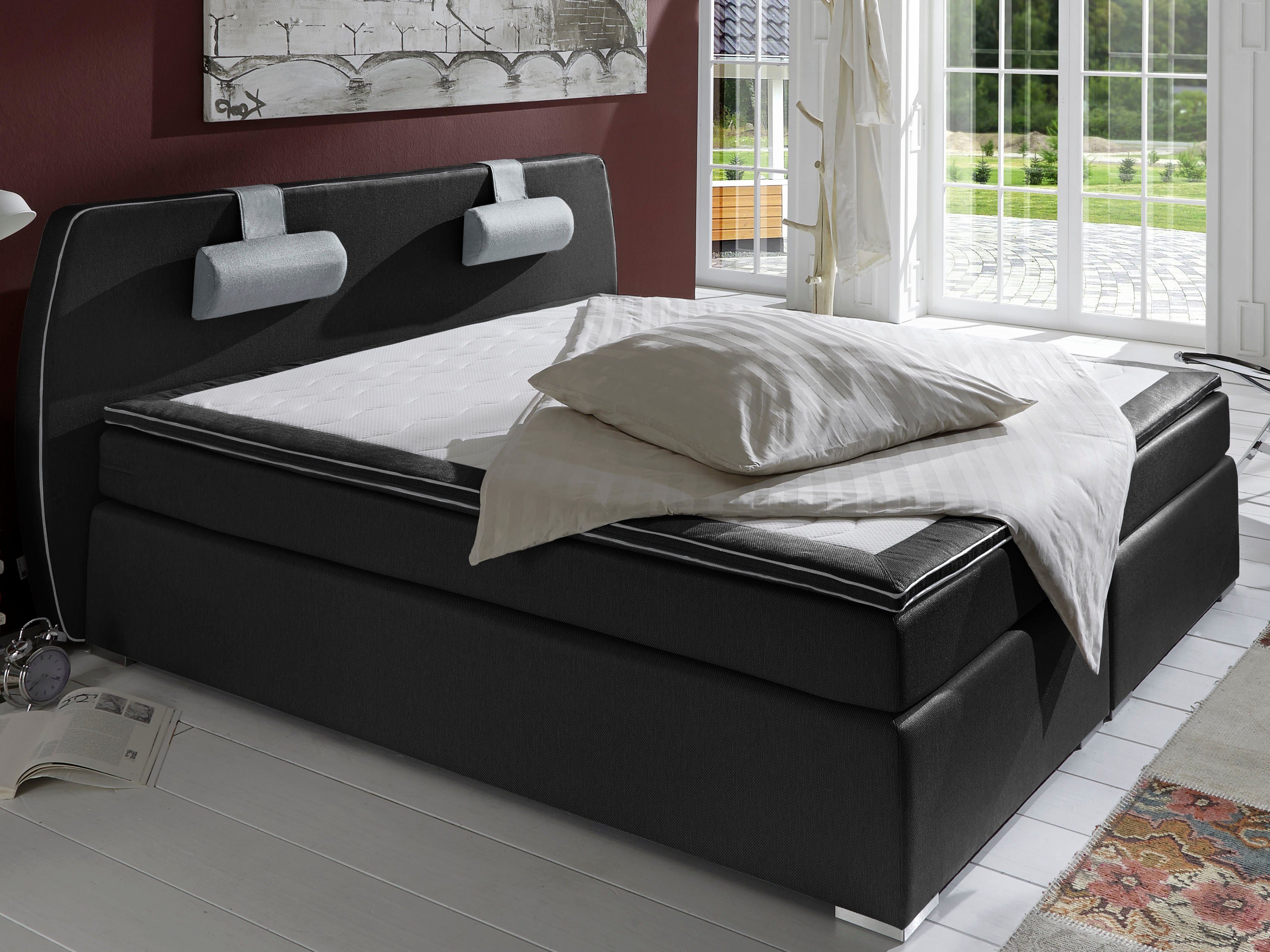 ATLANTIC home collection Boxspringbett Rex, mit Topper und verstellbaren Nackenkissen