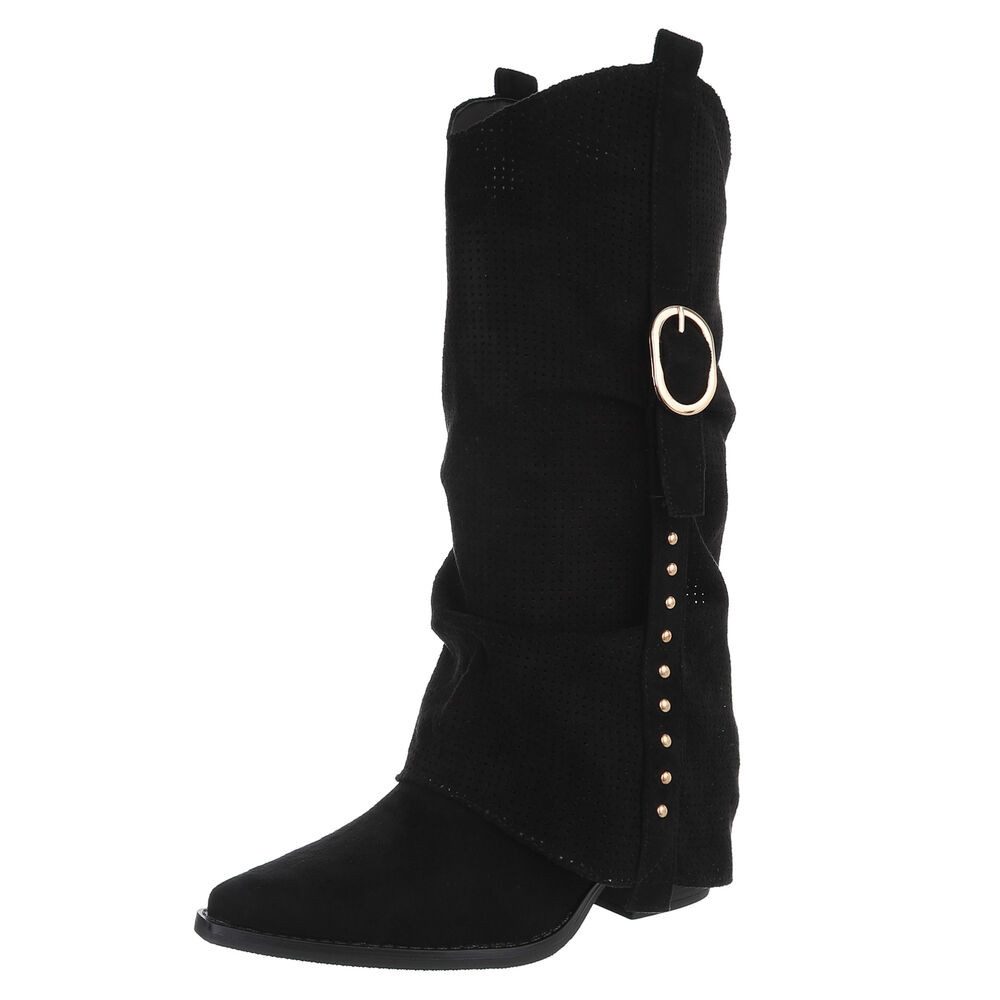 Ital-Design Moderne Stiefel mit perforiertem Design und goldenen Details We günstig online kaufen
