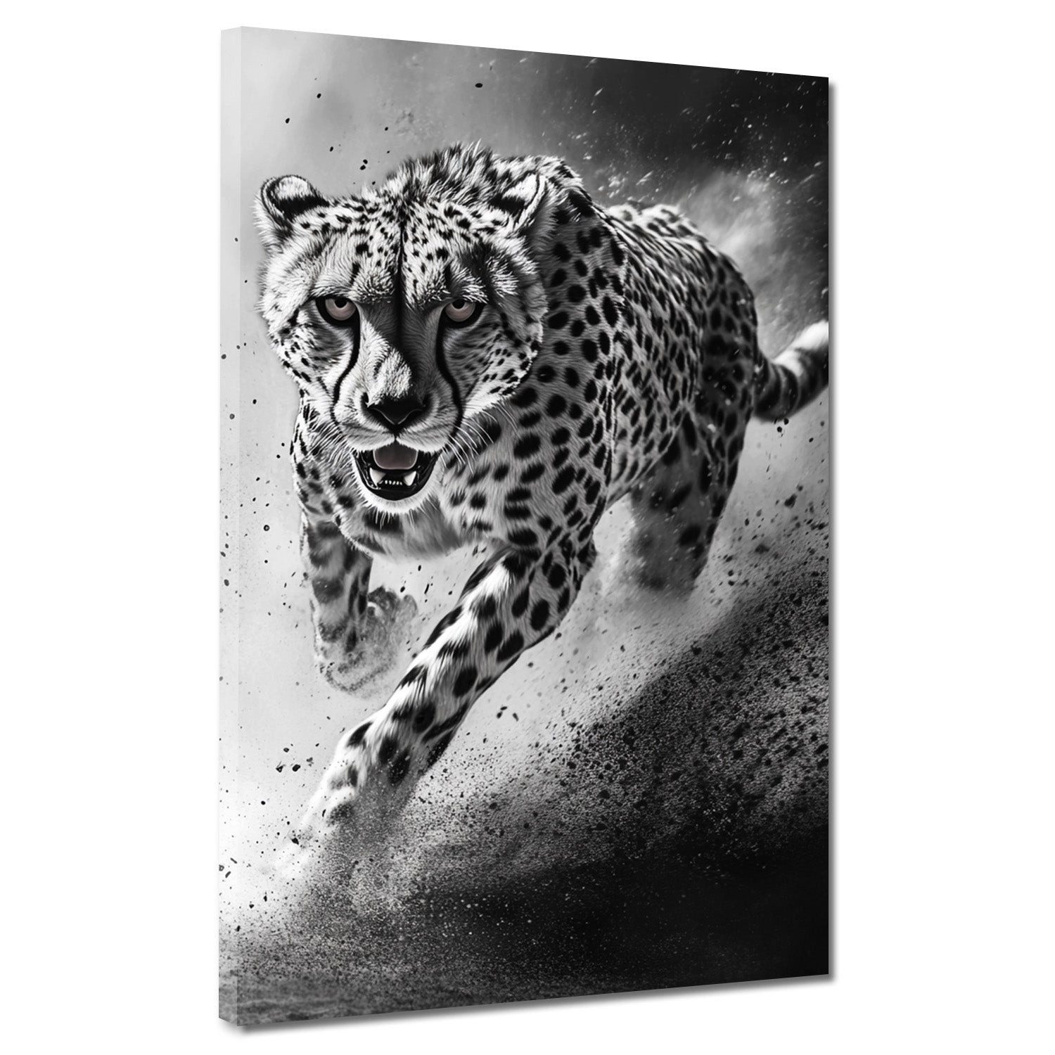 Artedinoi Leinwandbild Gepard schwarz weiß Dynamik Geschwindigkeit Leinwandbild Wandbild XL W, Gepard in Schwarz-Weiß, dynamisch