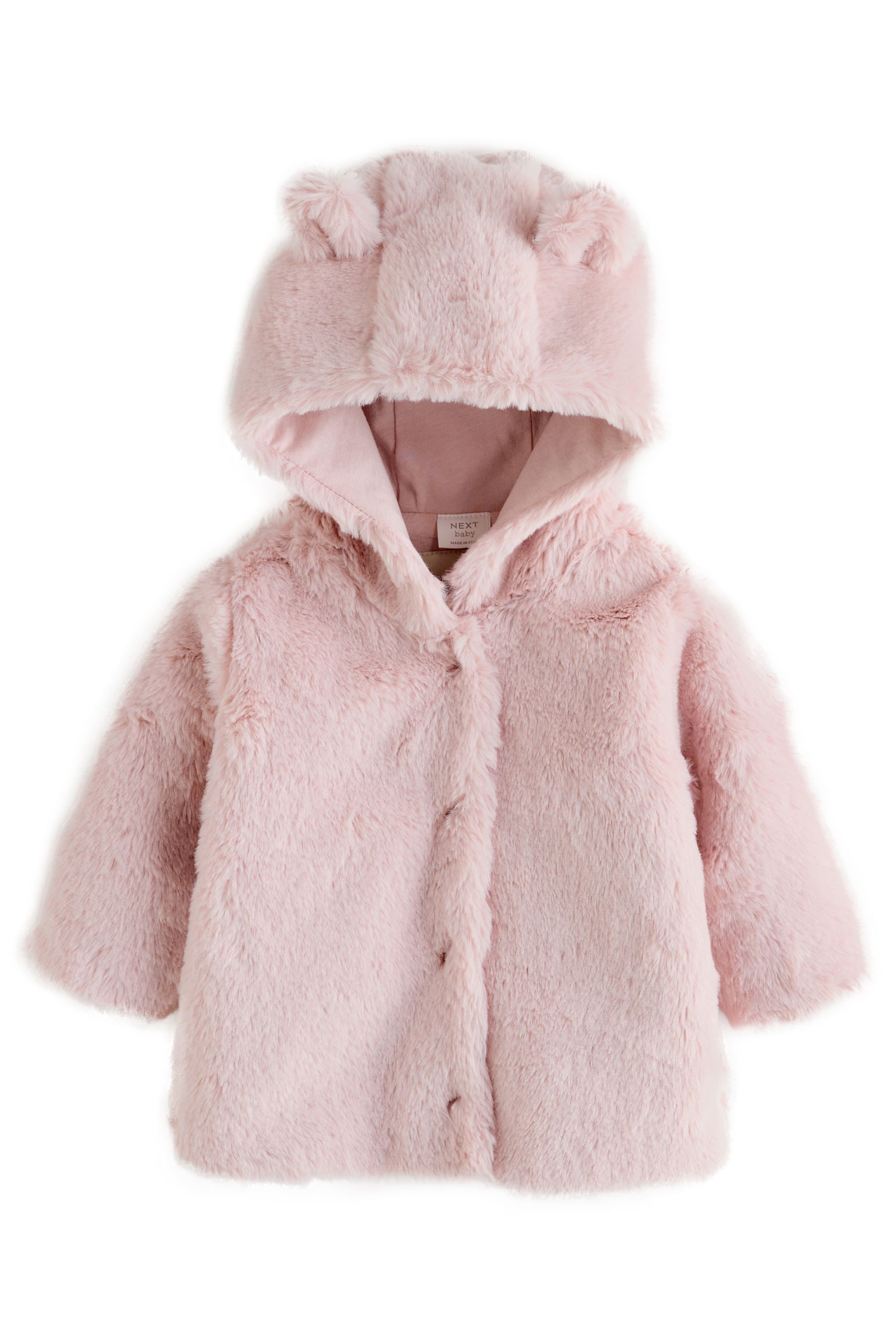 Next Fellimitatmantel Baby Jacke mit Kunstfell und Kapuze (1-tlg)
