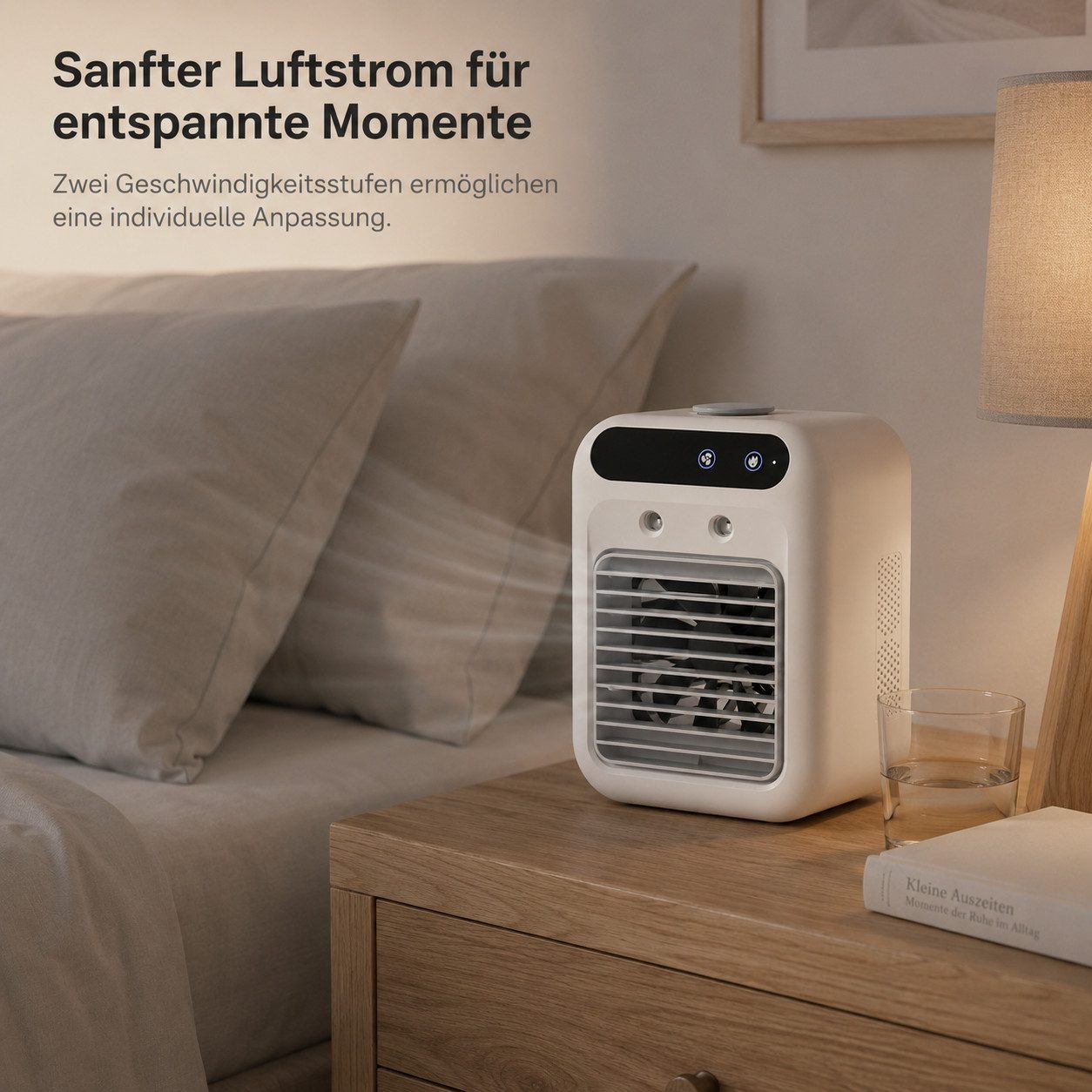 Tekoo Ventilatorkombigerät Tischventilator mit Luftbefeuchter, Mini-Luftkühler, USB-Akku, 2-in-1 Kühlung und Luftbefeuchtung