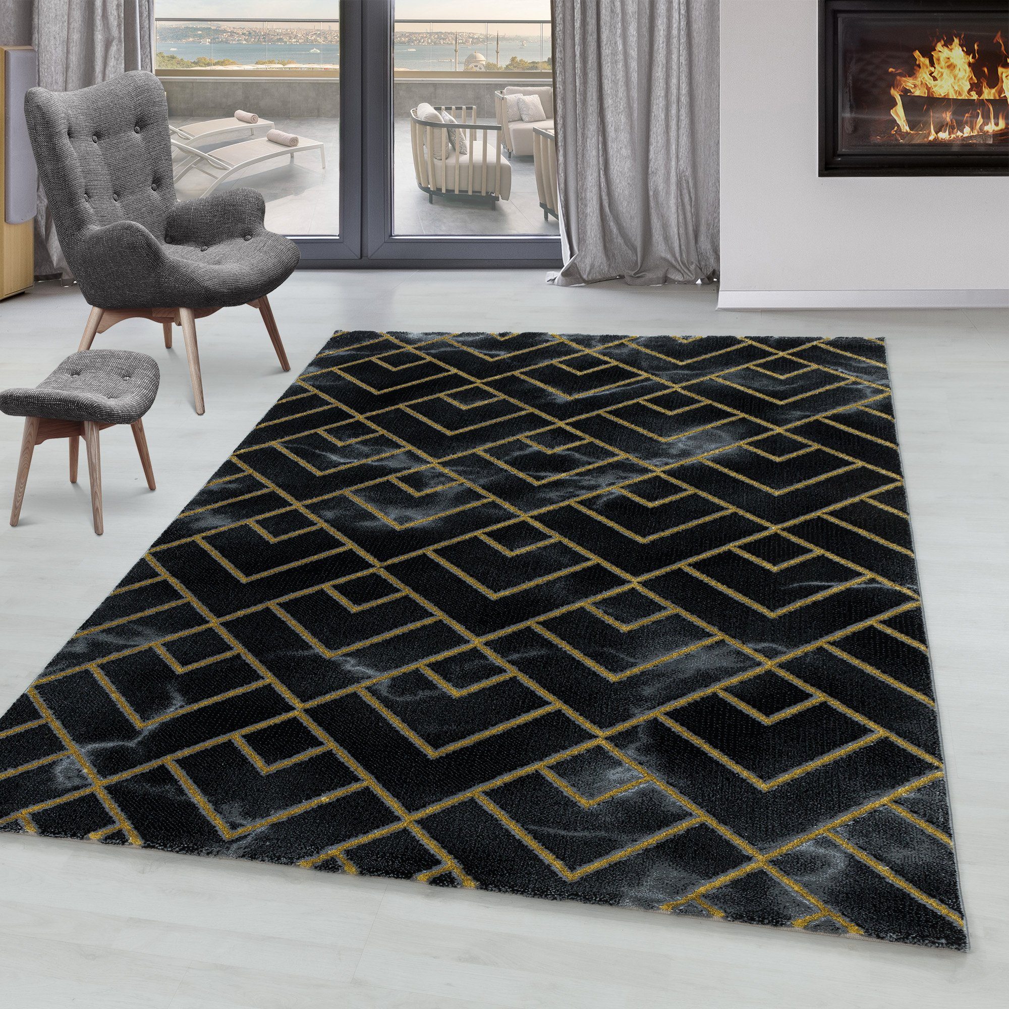 SIMPEX24 Designteppich Marmor Design, Läufer, Höhe: günstig online kaufen