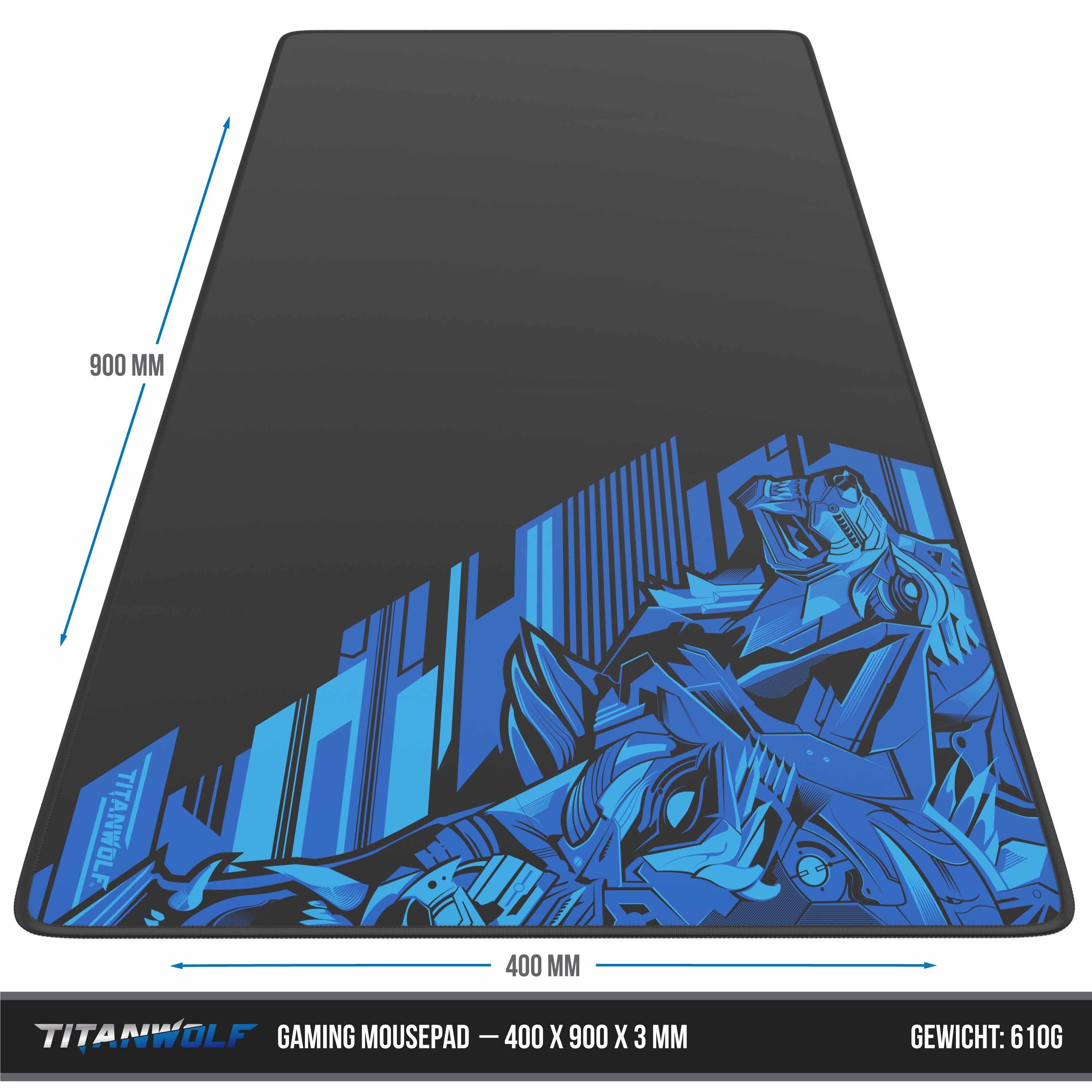 Titanwolf Gaming Mauspad XXL Speed Mousepad 900 x 400 x 3 mm, große Tischunterlage (1-St), rutschfest, abwaschbar, Geschwindigkeit & Präzision, Vector Blau – Bild 5 von 5
