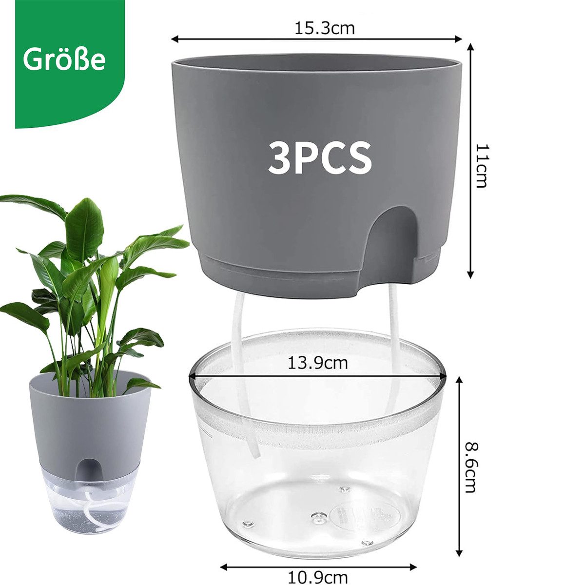 Refined Living Kräutertopf mit Selbstbewässerung, 3er günstig online kaufen