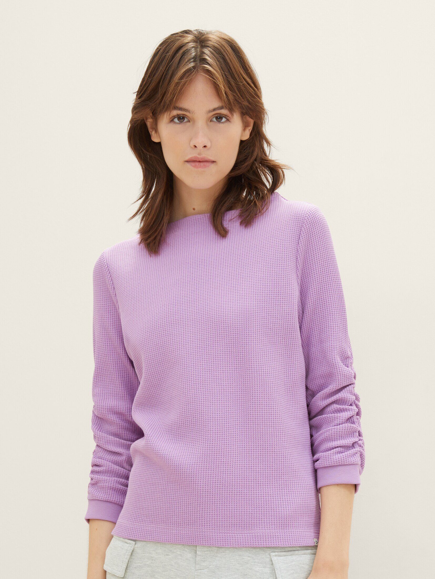 Denim purple Falten TOM heather mit TAILOR Sweatshirt Sweatshirt