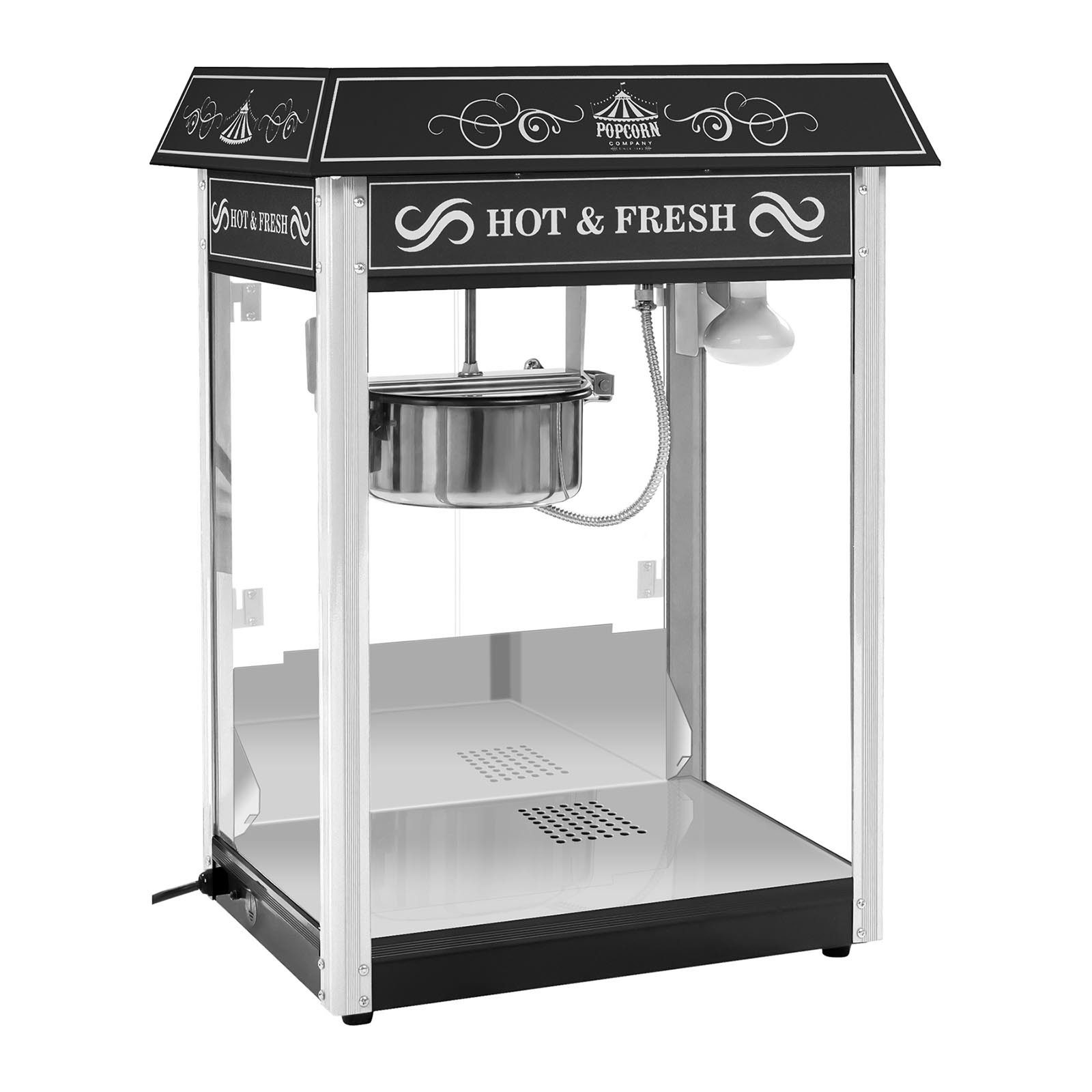 Royal Catering Popcornmaschine Popcornmaker 1500 W 5 kg/h schwarz Popcornautomat Teflonbeschichtung