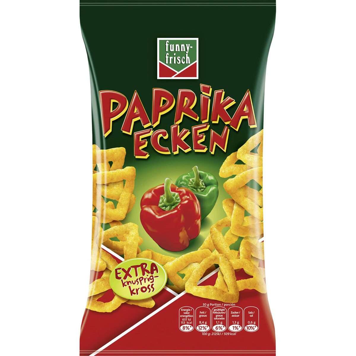 funny-frisch Knabberei, Funny Frisch Paprika Ecken Knusprig würziger Knabberspaß 75g