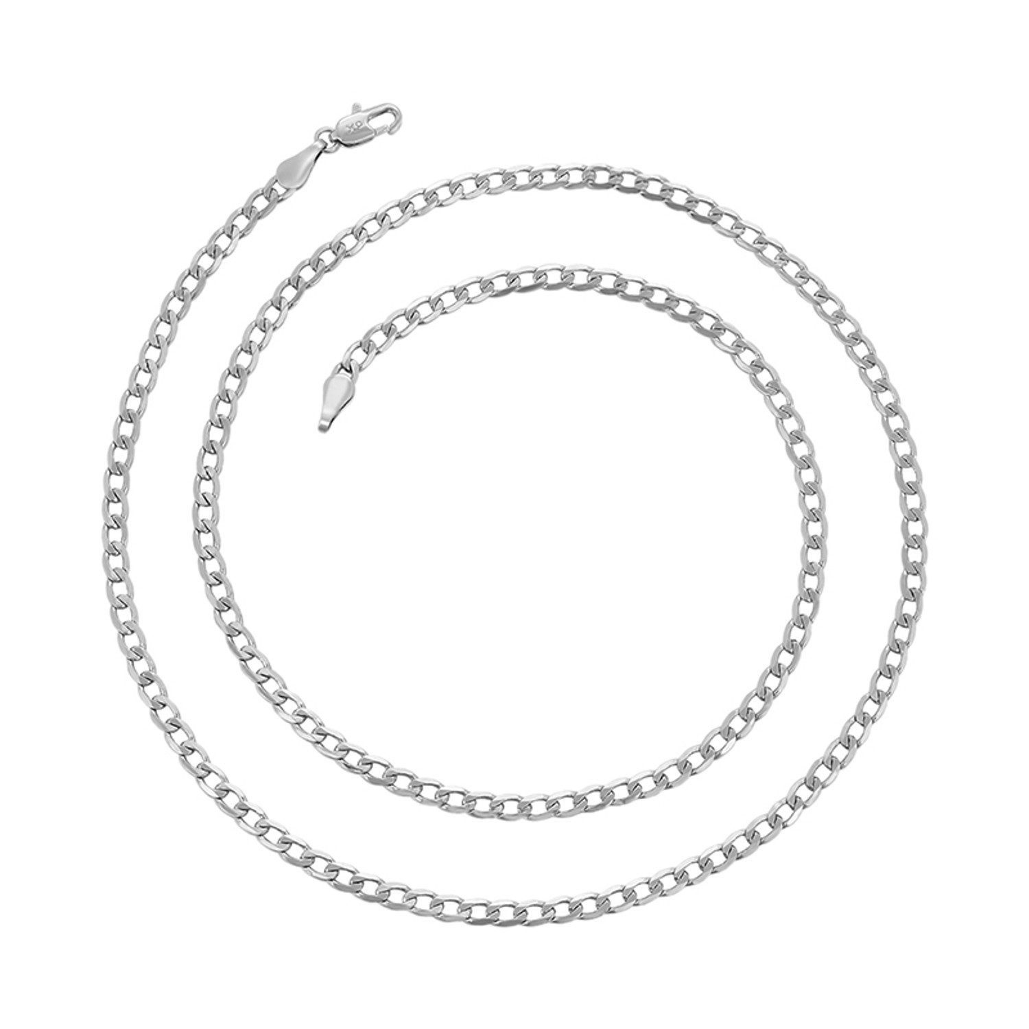 Kette ohne Anhänger Silber Herren 59 cm Halskette Platin beschichtet