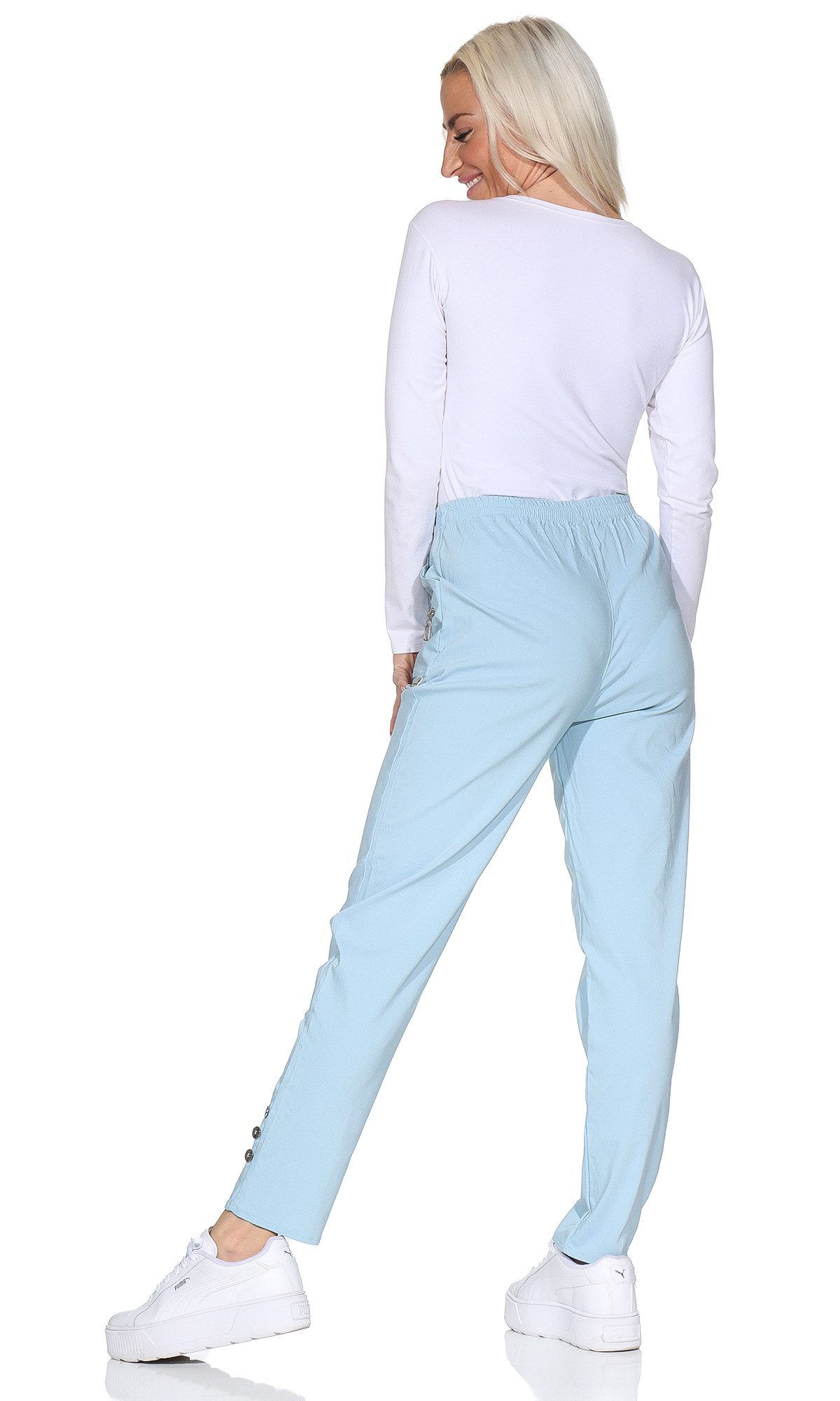 Cherry Berry Schlupfhose Damen Sommerhose luftig leichte Freizeithose mit Stretch elasticher Gummizug, in Unifarben, auch große Größen erhältlich