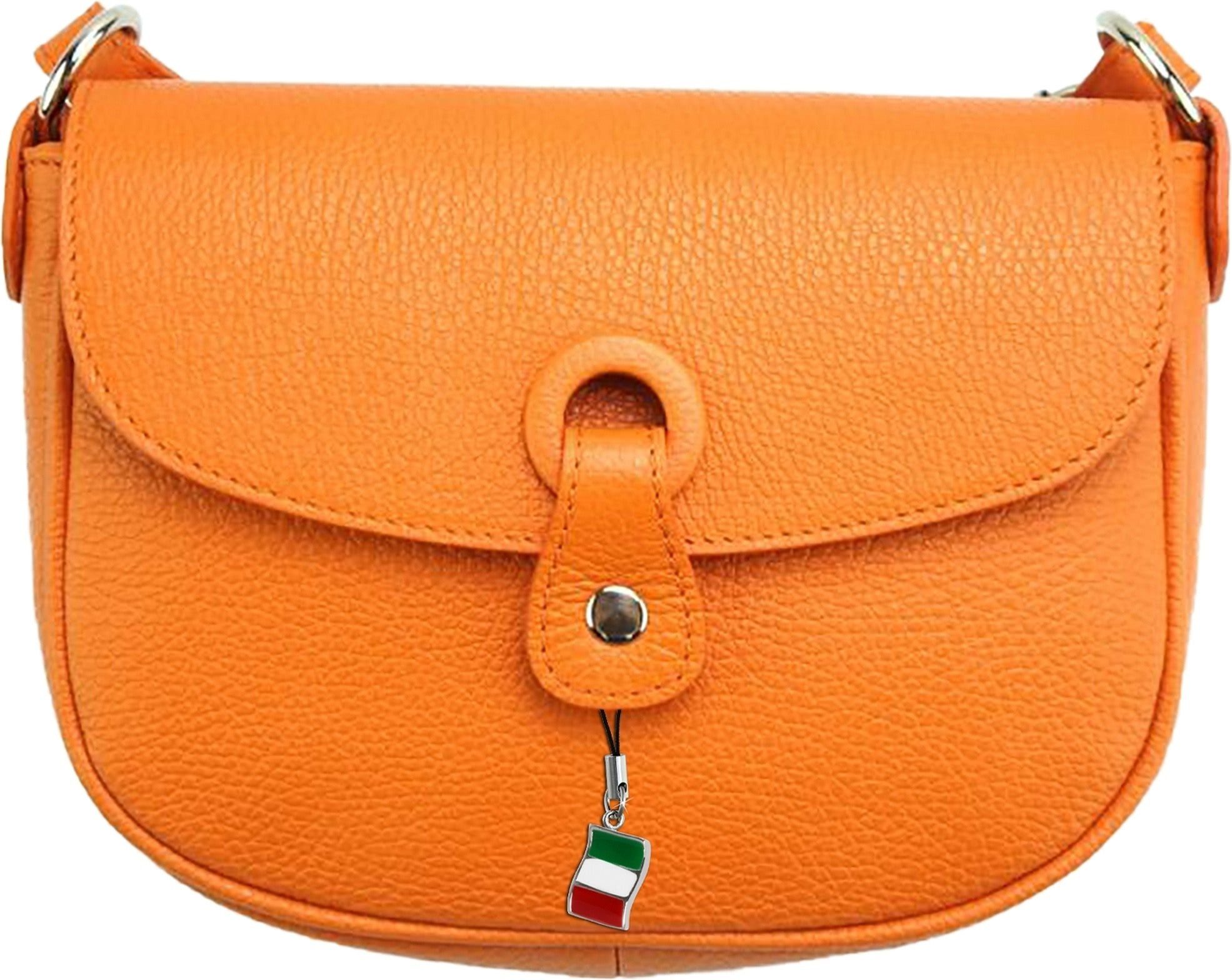 FLORENCE Schultertasche Florence Damen Umhängetasche Abendtasche, Damen  Tasche aus Echtleder in orange, ca. 21cm Breite, Made-In Italy