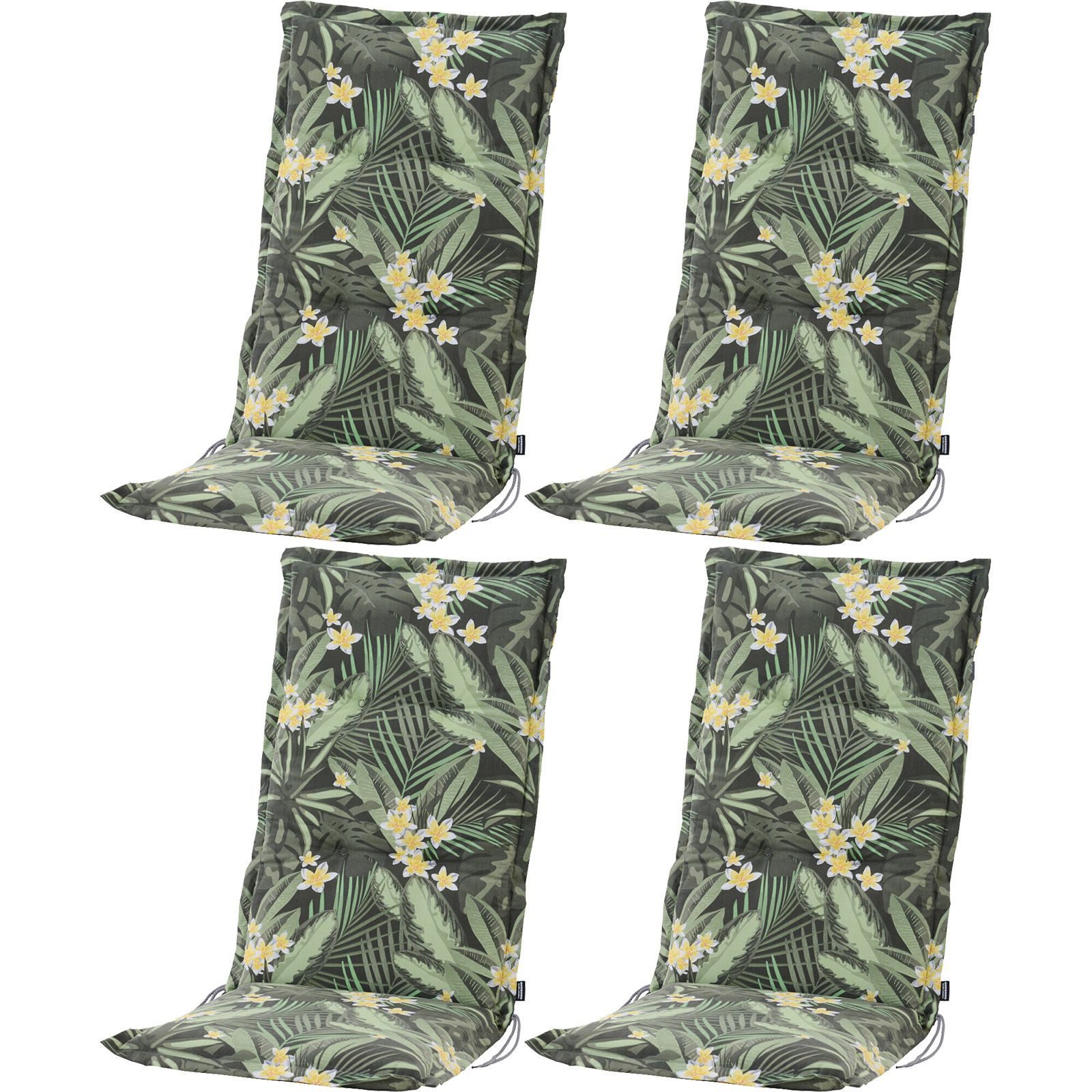 BURI Hochlehnerauflage Gartenstuhlauflagen Schaumstofffüllung Dschungel-Muster UV-lichtecht, (4 St)