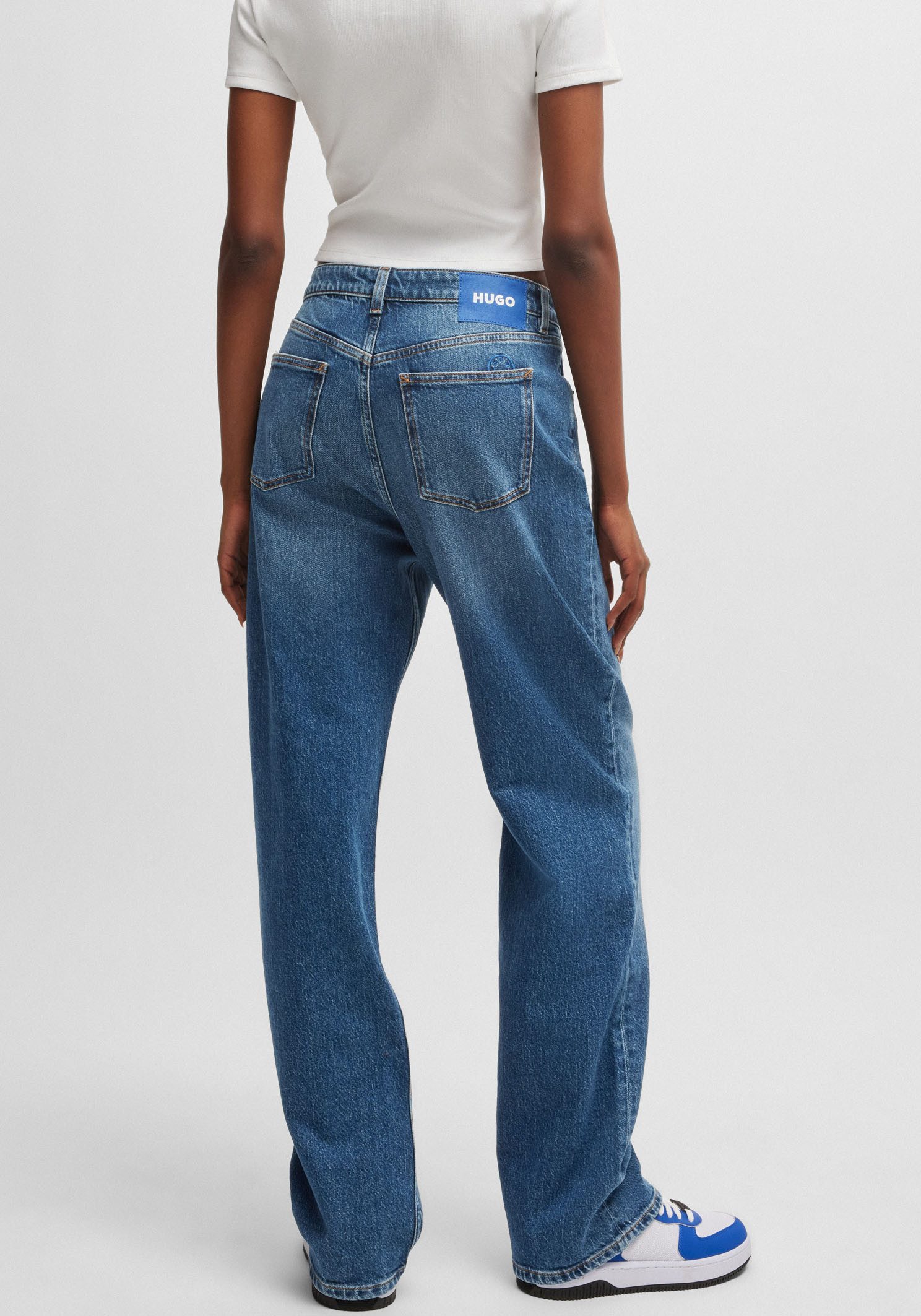 HUGO Blue Straight-Jeans Elyah Straight Fit Jeans mit hoher Leibhöhe, Tall Länge 36