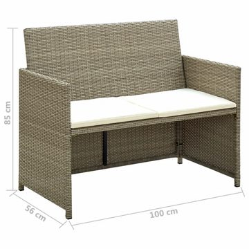 vidaXL Loungesofa 2-Sitzer-Gartensofa mit Polstern Beige Poly Rattan