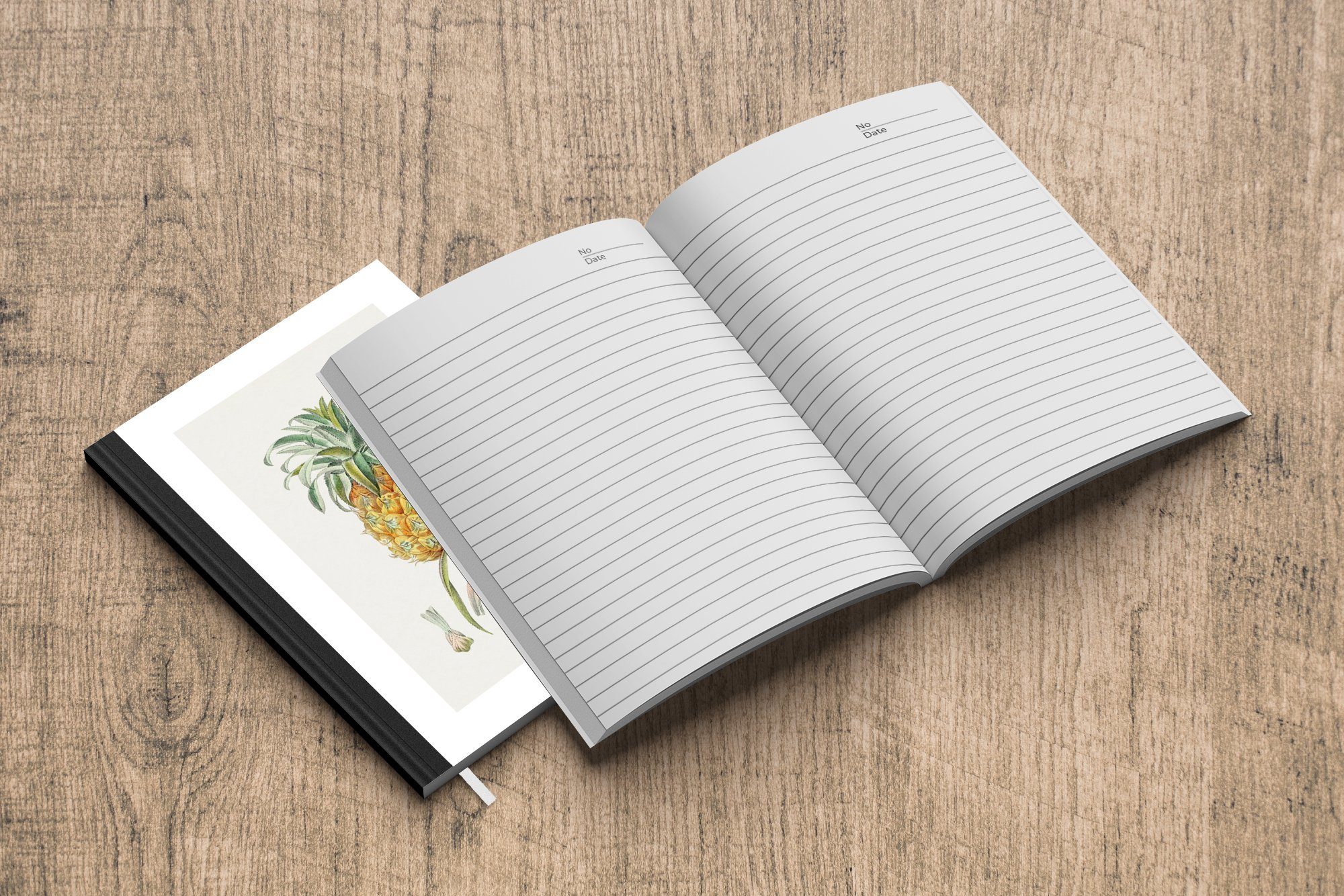 MuchoWow Notizbuch Ananas Journal, Notizheft, Seiten, Lebensmittel, Tagebuch, Obst A5, - 98 Merkzettel, - Haushaltsbuch
