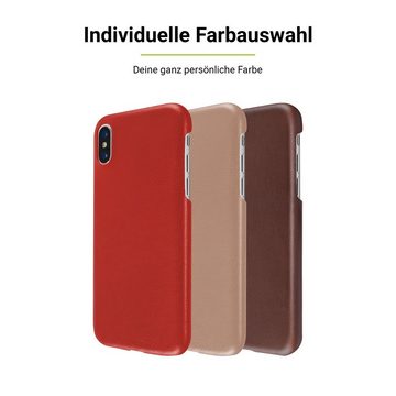 Artwizz Smartphone-Hülle Leather Clip, Schutzclip aus leicht genarbtem Echt-Leder, Beige, iPhone Xs, iPhone X