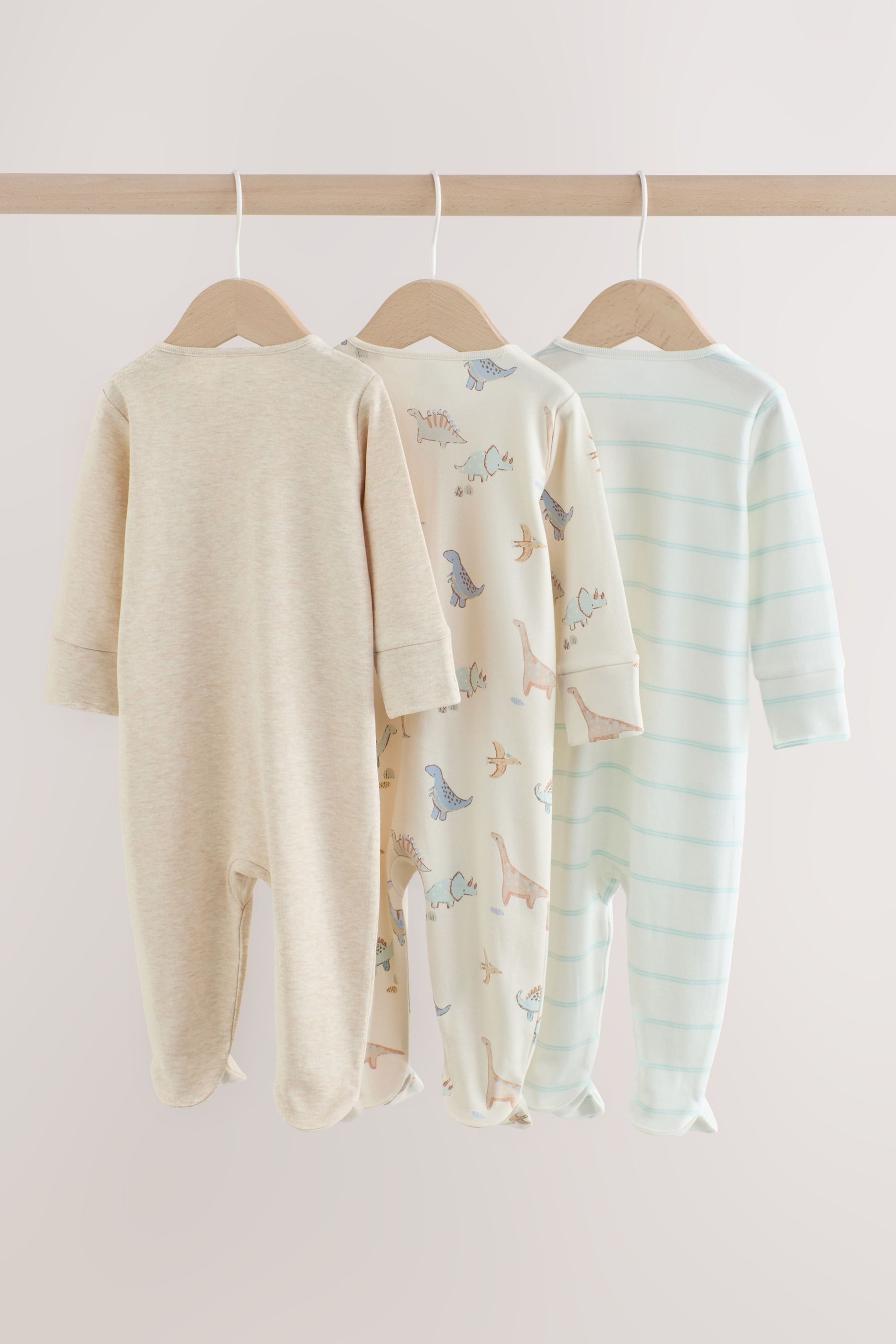 Next Schlafoverall 3er-Pack Babyschlafanzüge mit Zweiwege-RV (3-tlg) – Bild 2 von 5