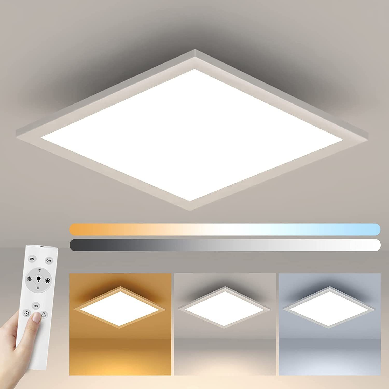 Modern LED Schlafzimmer Flur, dimmbar, Tageslichtweiß Rechteckig LED Speicherfunktion integriert, fest Panel mit ZMH