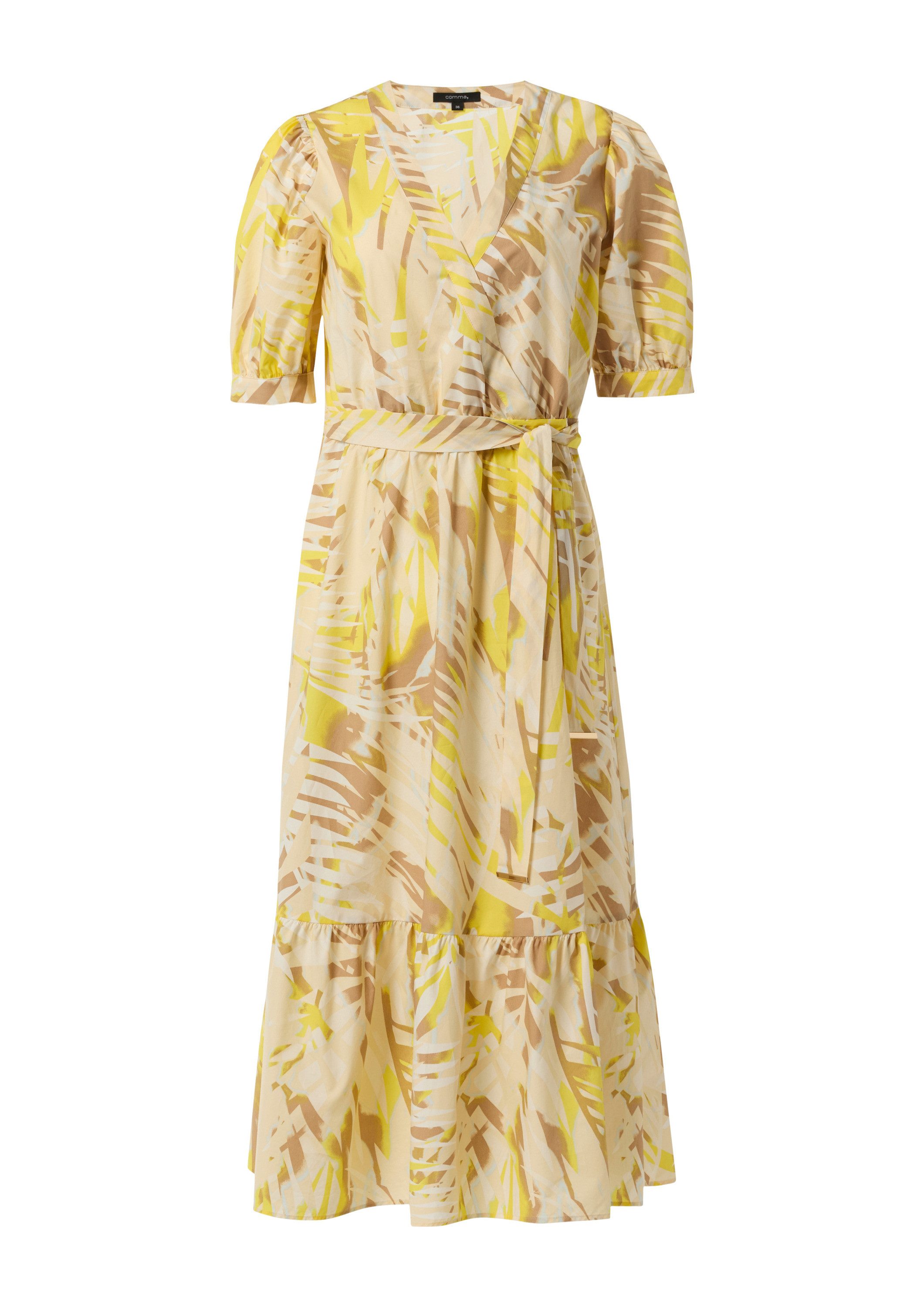comma Midikleid Kleid Baumwoll-Kleid mit Puff-Ärmeln günstig online kaufen