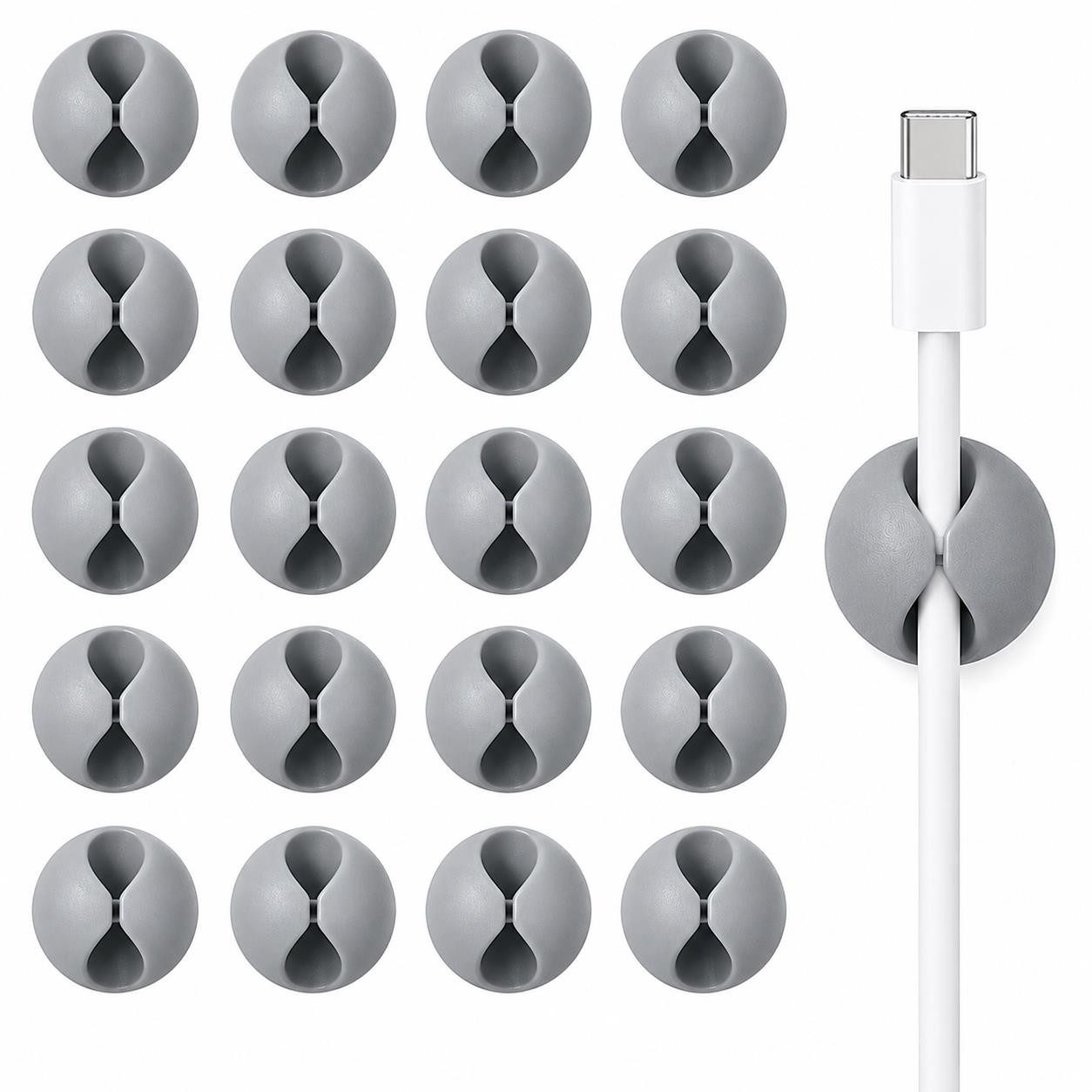 BAYLI Kabelbinder 20x Kabelklemmen Selbstklebend Grau Kabelhalter Kabelclips Kabelführun
