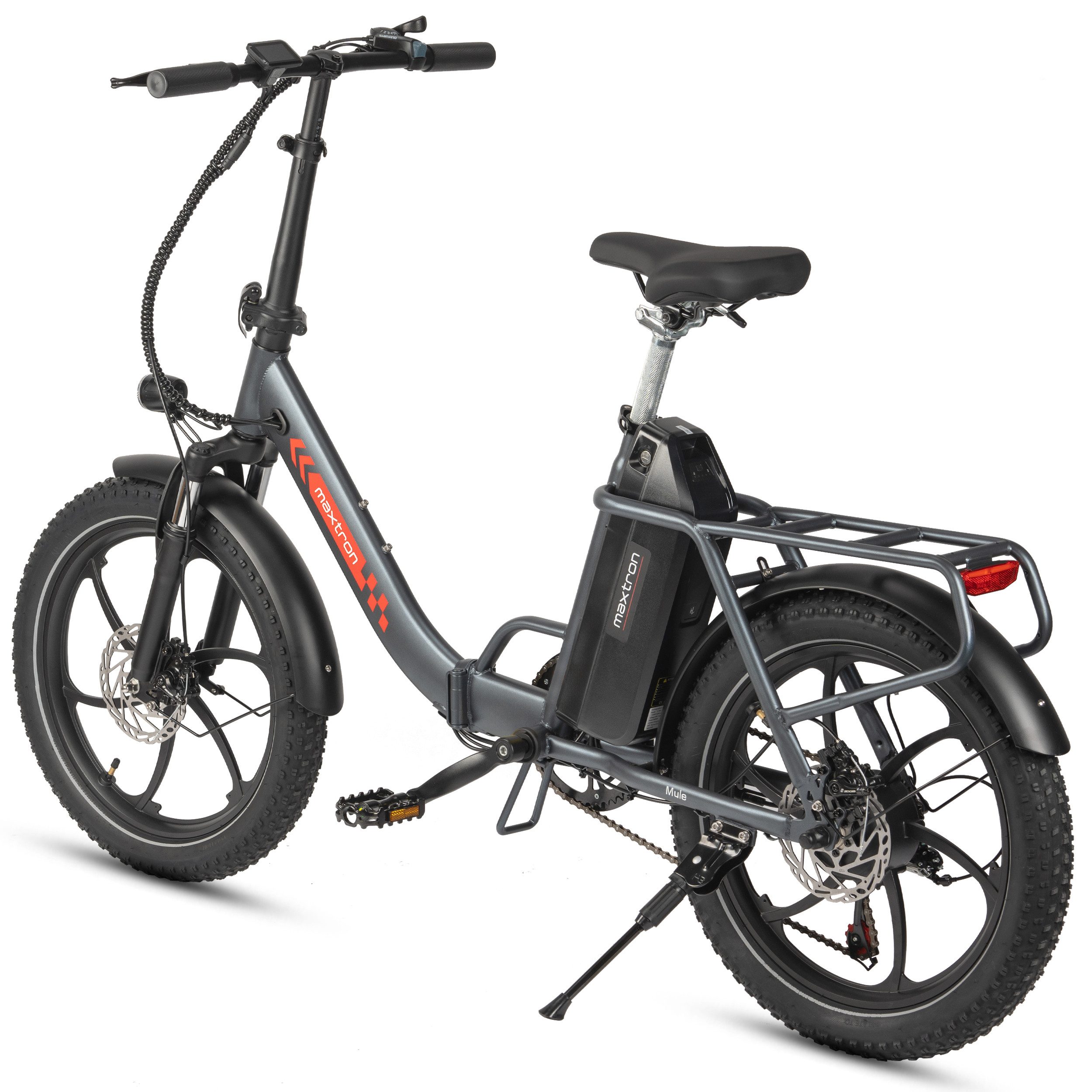 Maxtron E-Bike Klapprad Maxtron MULE Klapprad, 7 Gang Shimano ALTUS Schaltwerk, Kettenschaltung, 960 Wh, (Packung), Stadt & Abenteuer: 20" Fatbike mit XXL 20Ah Akku.