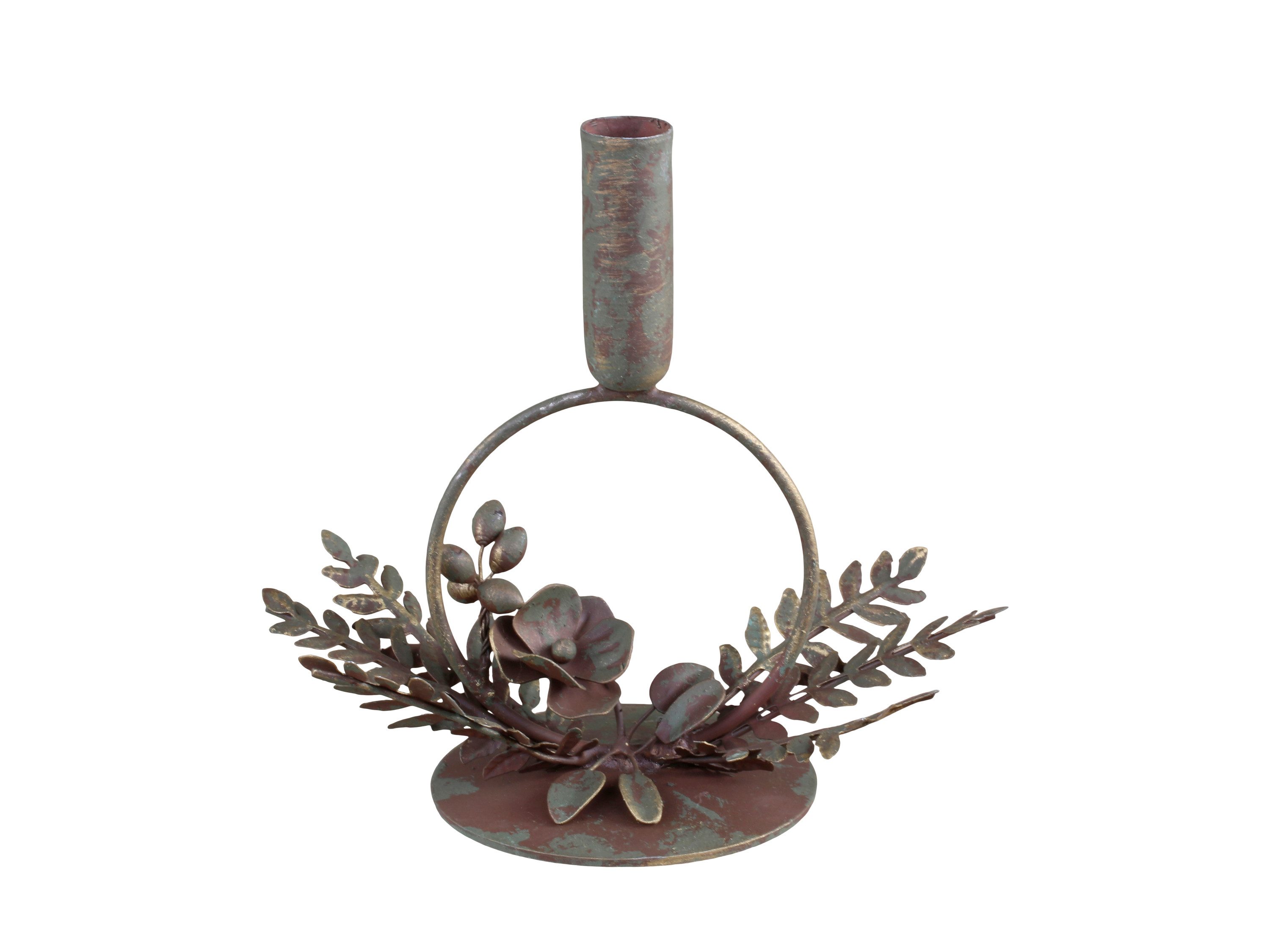 Chic Antique Kerzenständer Kerzenhalter Kerzenständer Metall Antique Messing romantische Deko, Detailreiche Metallblätter und Blumen