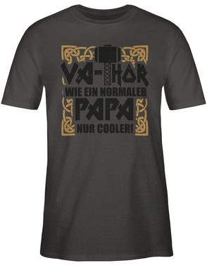 Shirtracer T-Shirt Va-Thor wie ein normaler Papa nur cooler! - schwarz/braun Vatertag Geschenk für Papa