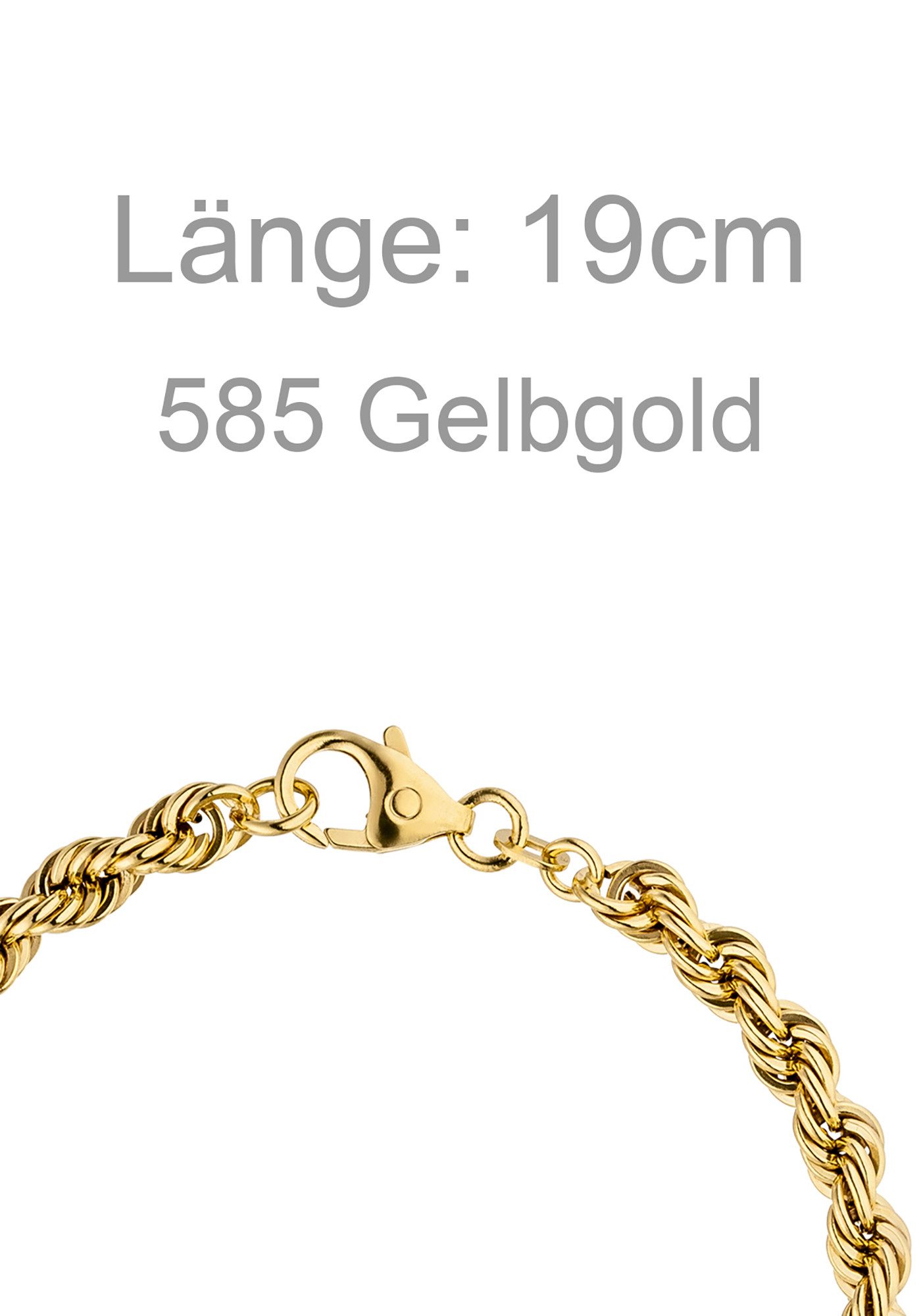 JOBO Armband Kordelarmband, 585 Gold 3,2 mm 19 cm