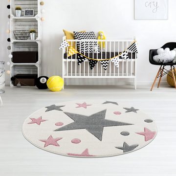 Kinderteppich Sterne rund, Kids Love Rugs, rund, Höhe: 16 mm, weicher Flor