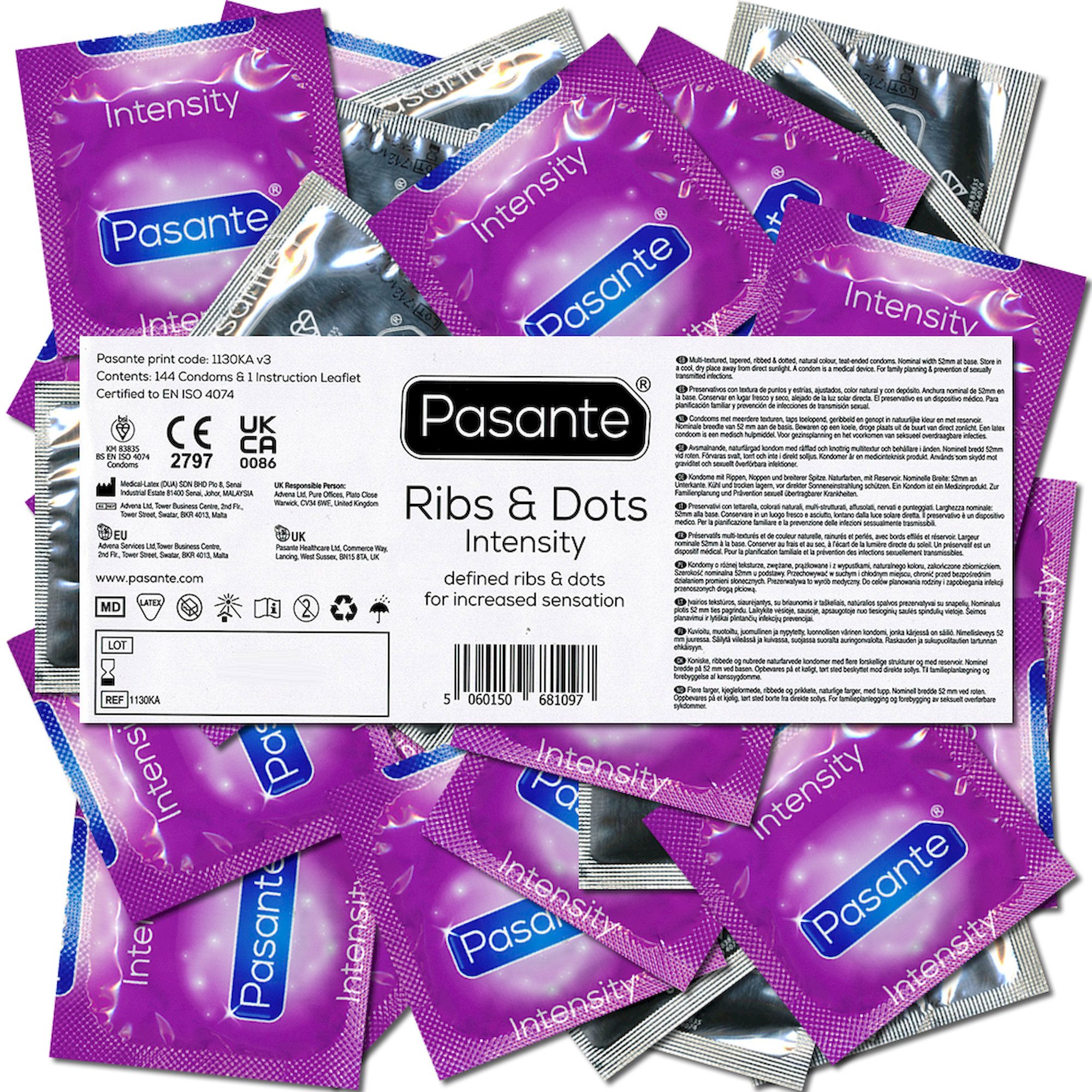 Pasante Презервативы Pasante Bulk-Pack: Ribs & Dots (Intensity), 144 Презервативы