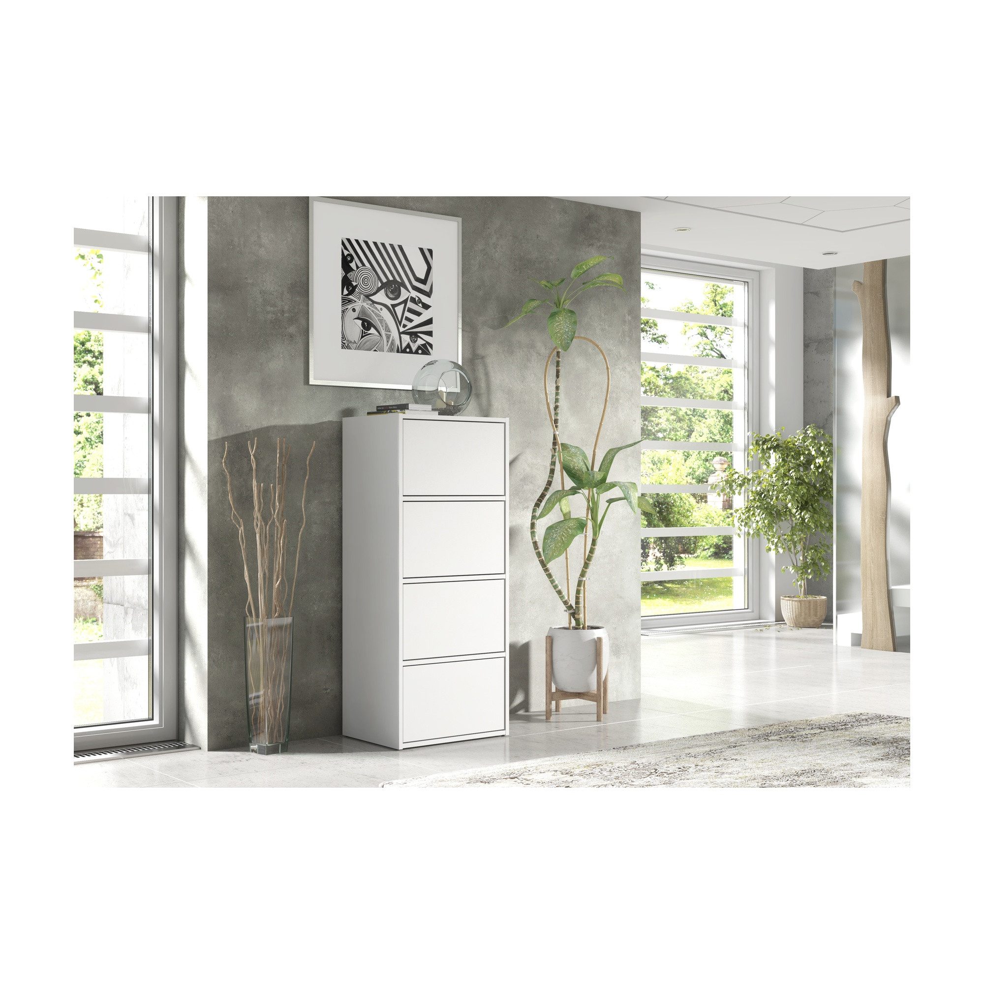Raumhirsch Furniture Schuhschrank Flurschrank, Schuhregal, Schuhkipper, Schuhkommode (Maße: 120 x 39 x 50 cm (großzügiger Stauraum, vielseitig einsetzbar) Zeitloses Design, einfache Montage, ideal für Schuhe und Accessoires