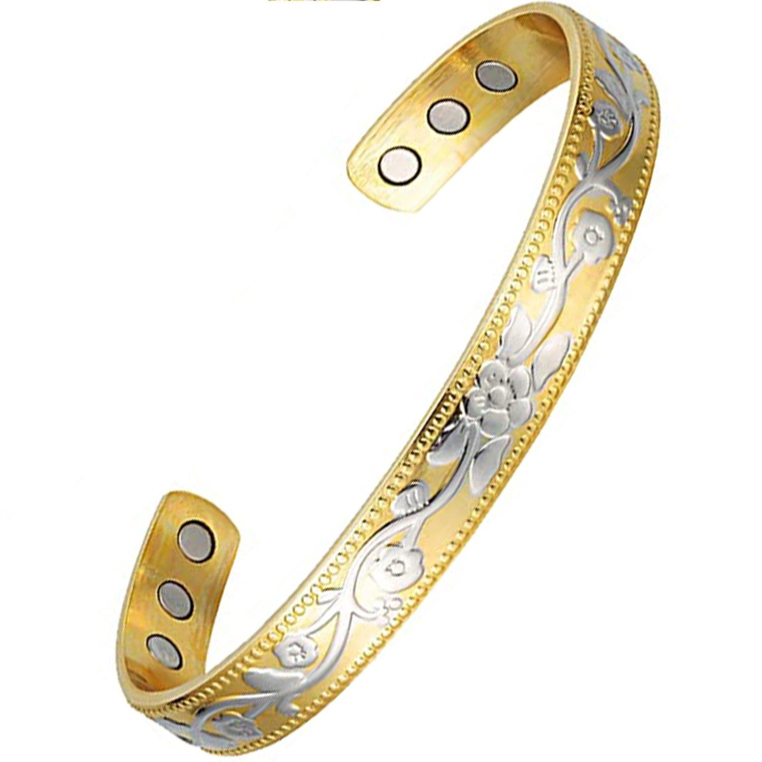 Haiaveng Armband Armband für Damen, gegen Ermüdungserscheinungen mit 6 Magneten, Kupfer-Armband für Frauen, Damen, Armbänder, verstellbare Armreifen Gold