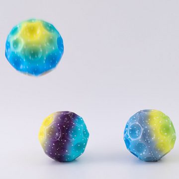 Fivejoy Spielball (3 Stück Jump Ball,Moon Ball Hohe Springender Globe Jump Ball EIN Knallendes Geräusch Machen Gummiball Spaceballs 7 cm Galaxy Ball Mini Bouncy Ball Bouncing Jumpball für Kinder Im Freien)