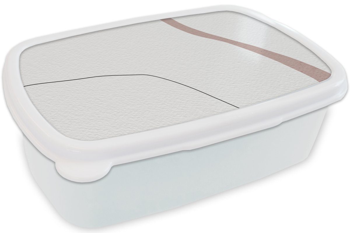 Linie Brotbox Kunststoff, für Erwachsene, Gestaltung, und - für weiß und Mädchen Pastell Lunchbox Brotdose, Kinder MuchoWow Jungs (2-tlg), -