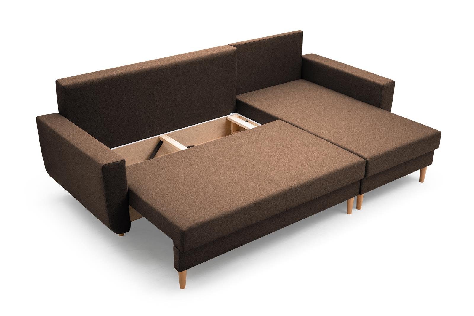 mane new Sofa Polsterecke mit universelle 28) Couch Ecksofa mit Braun Beautysofa ONLY, (malmo Schlaffunktion,