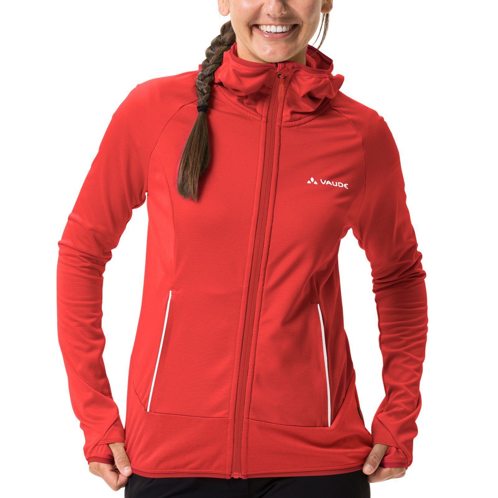 024 angeschnittener Kapuze mit Fleece VAUDE Jacket II Fleecejacke flame Tekoa