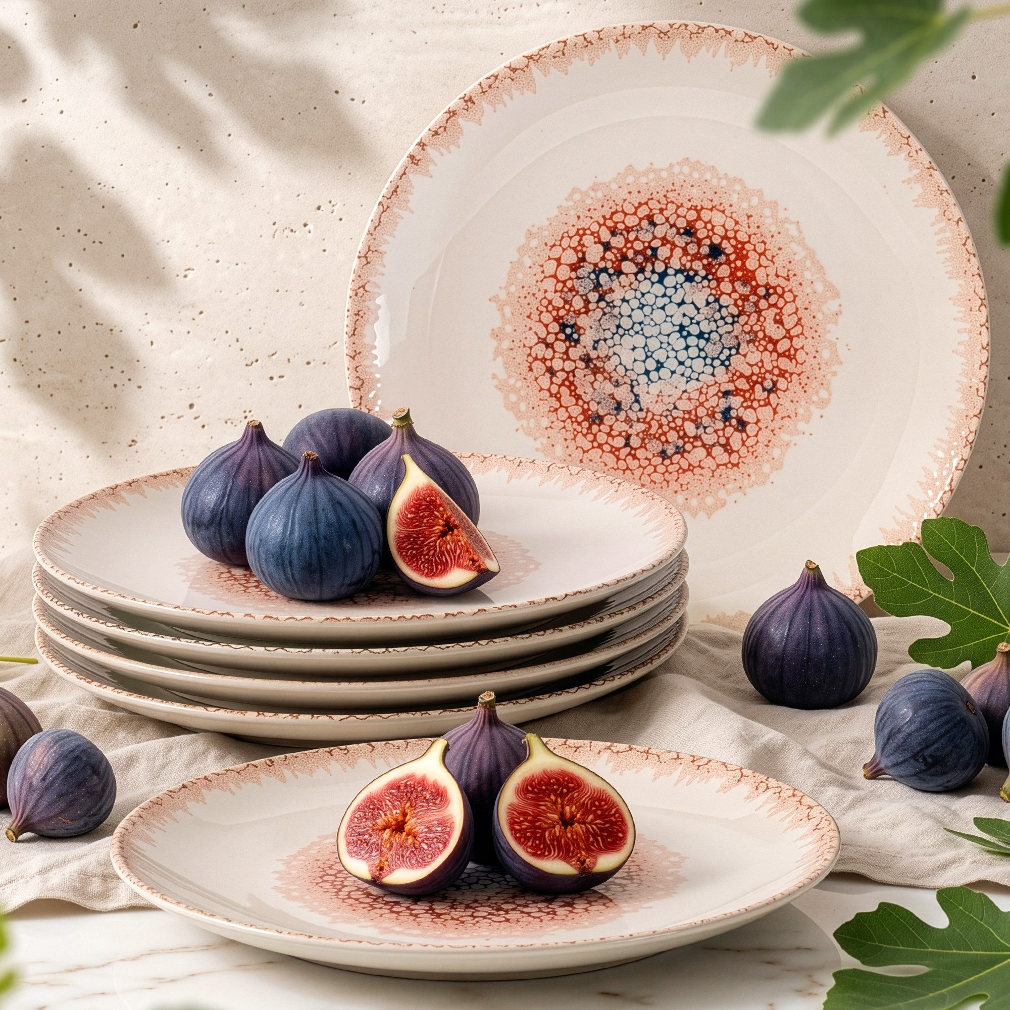 KONSIMO® Teller-Set AMITA Geschirrset hergestellt in der EU (6-tlg), 6 Personen, Steingut, spülmaschinengeeignet, mikrowellengeeignet, rund, 6x Dessertteller