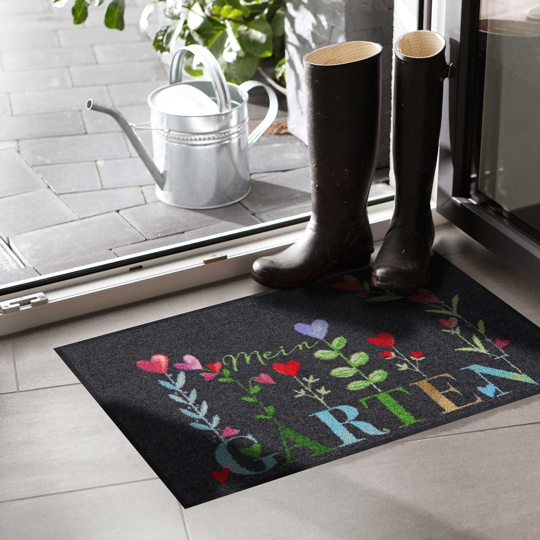 Salonloewe Fußmatte Fußmatte 50x75 Mein Garten grey anthrazit, Eingangsmatte normal, Höhe: 500 mm