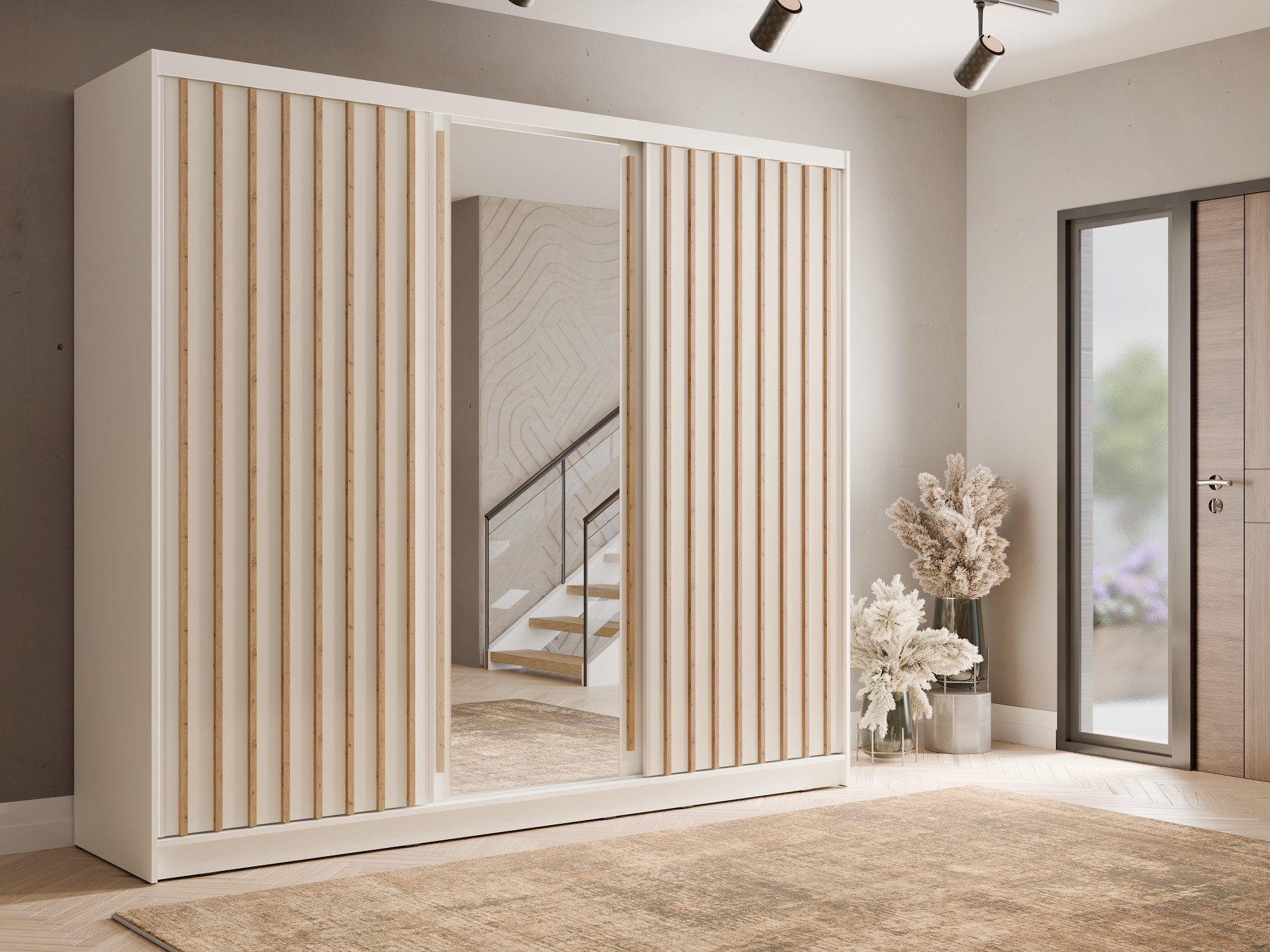 Home affaire Kleiderschrank VILLEFRANCHE modern mit viel Stauraum, Fächer & Kleiderstange, Spiegel Garderobe in 3 Breiten (155, 205, 248 cm), erhältlich in 3 Fa – Bild 4 von 5