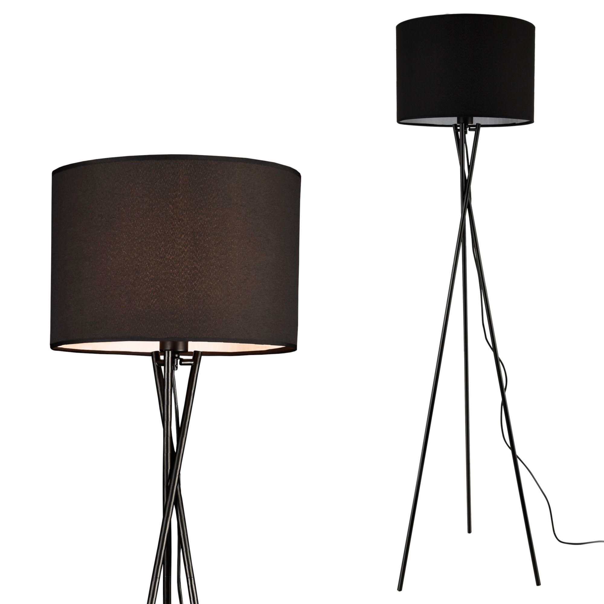 lux.pro Stehlampe, ohne Leuchtmittel, »Grenoble« Stehleuchte 154cm Dreifuß Schwarz