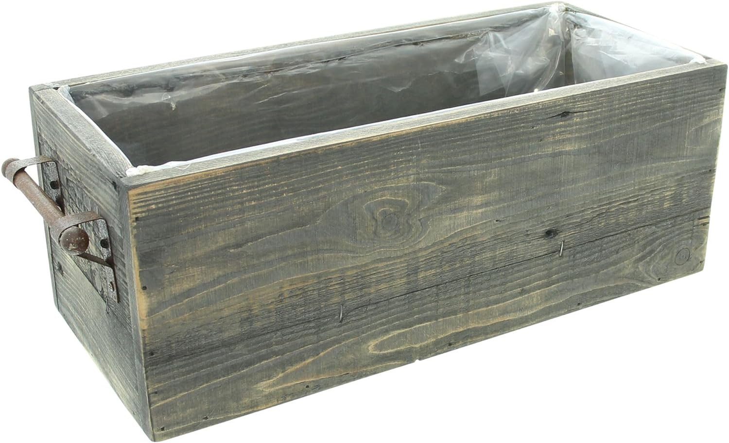 Dekoleidenschaft Blumenkasten "Grey" aus recyceltem Holz, grau gekalkt, Pflanzkasten 40x18x15 cm, im Antik Look, Pflanzbox, Balkonkasten, Blumentopf, Pflanztopf