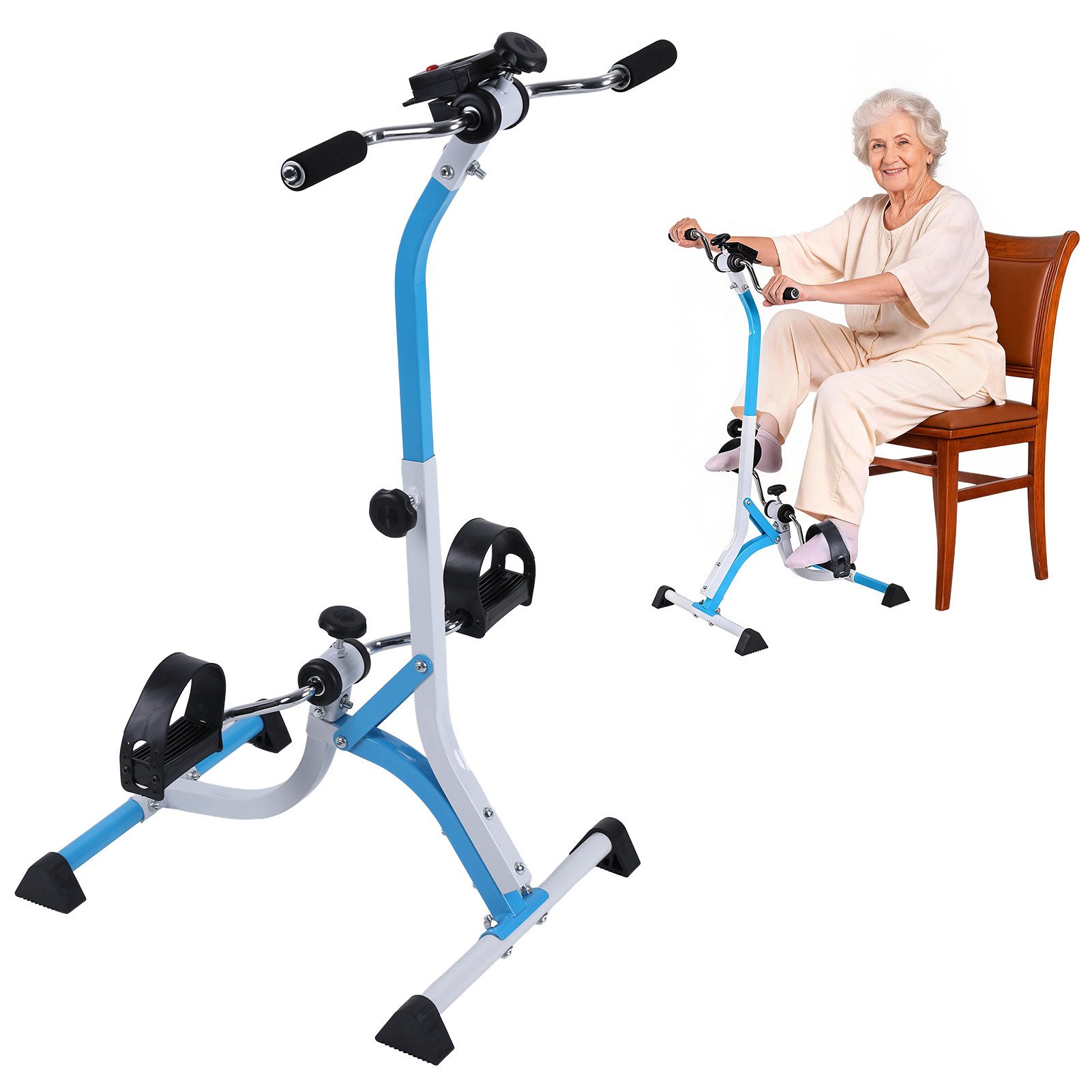 Rutaqian Heimtrainer Pedaltrainer Mini-Heimtrainer mit einstellbarem Widerstand, Mini Heimtrainer für das Arm und Beintraining von Senioren