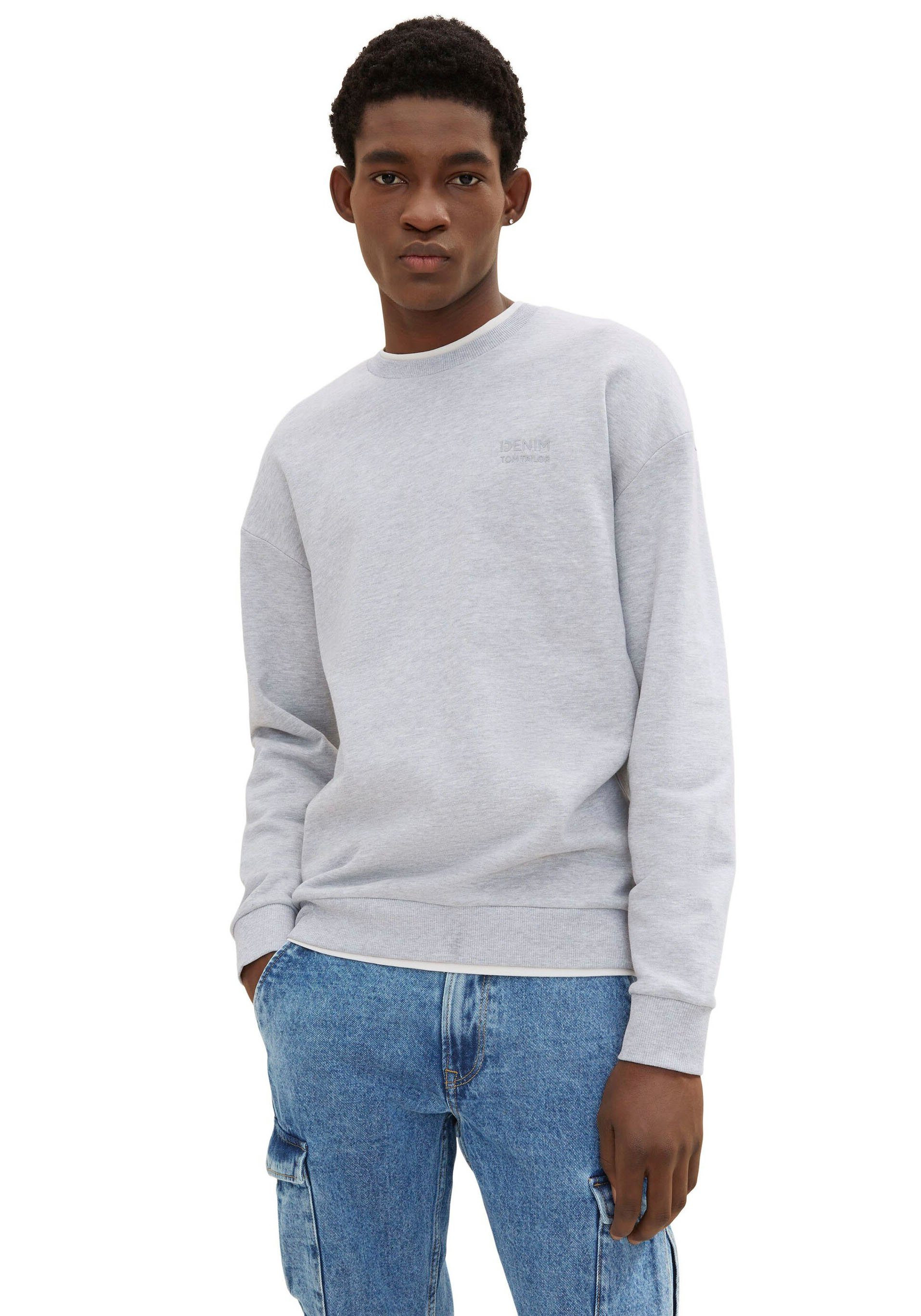 Sweatshirt TOM Denim meliert hellgrau TAILOR