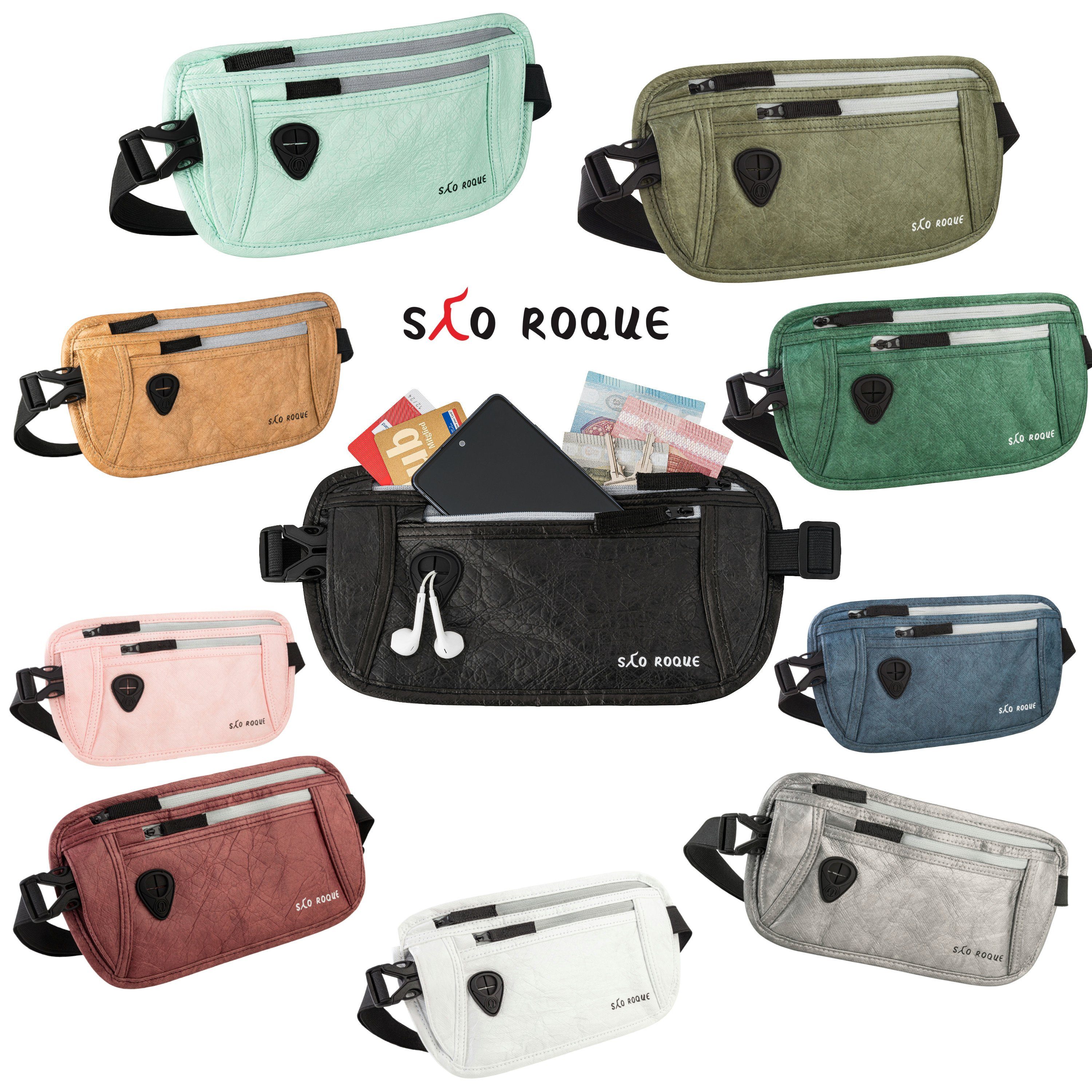 SAO ROQUE Bauchtasche Flache Damen Herren Bauchtasche, Diebstahlsicher RFID Schutz, Vegan, ultraflach, schweiß- und wasserfest, ultraleicht